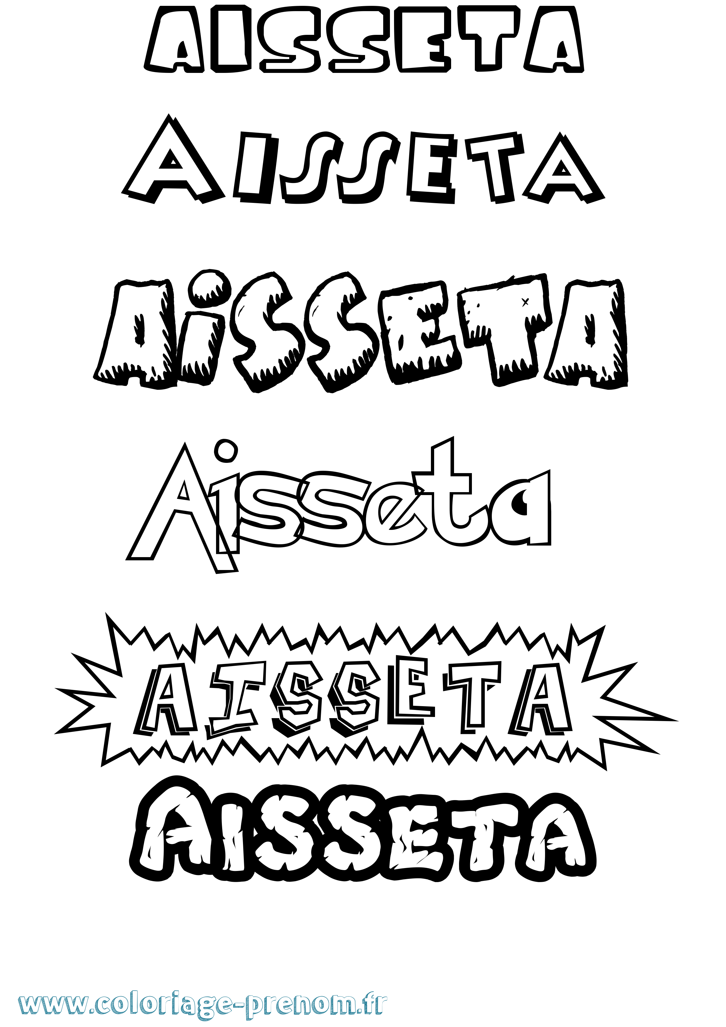Coloriage prénom Aisseta Dessin Animé