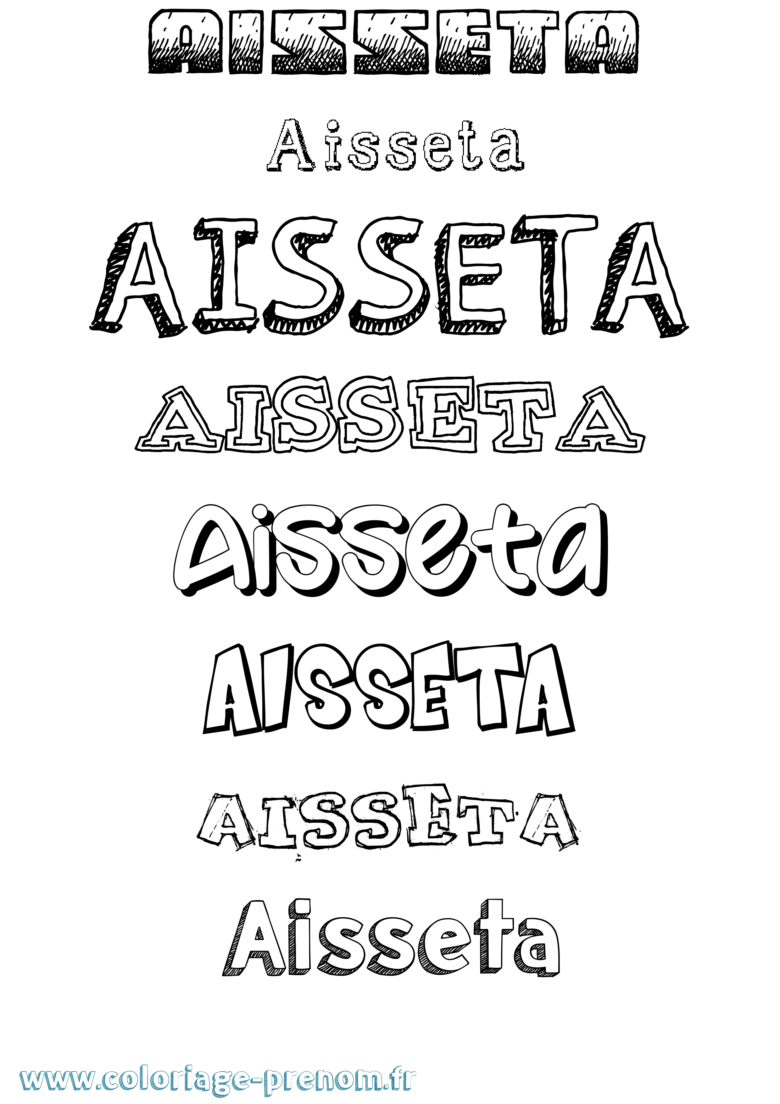 Coloriage prénom Aisseta Dessiné