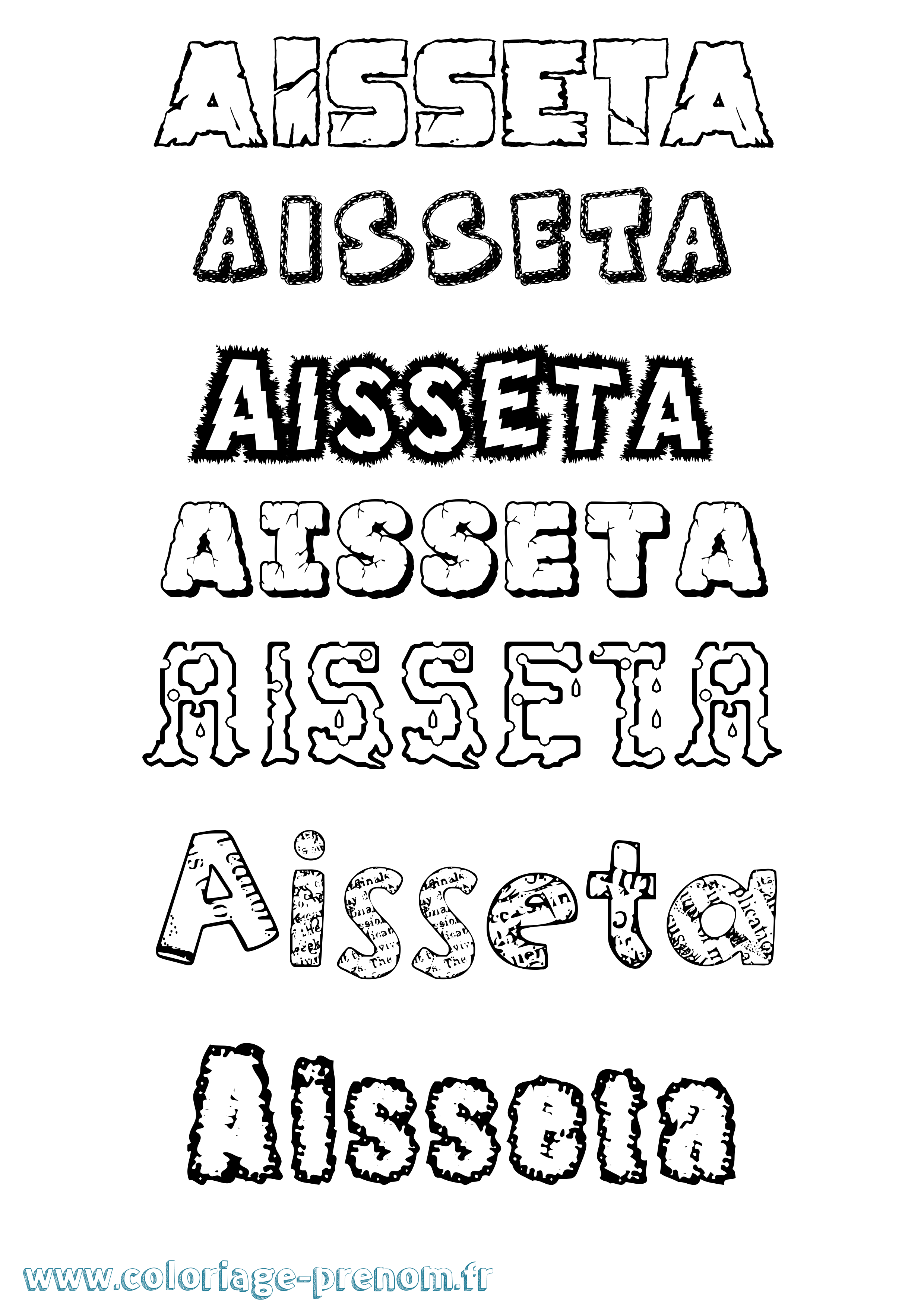 Coloriage prénom Aisseta Destructuré