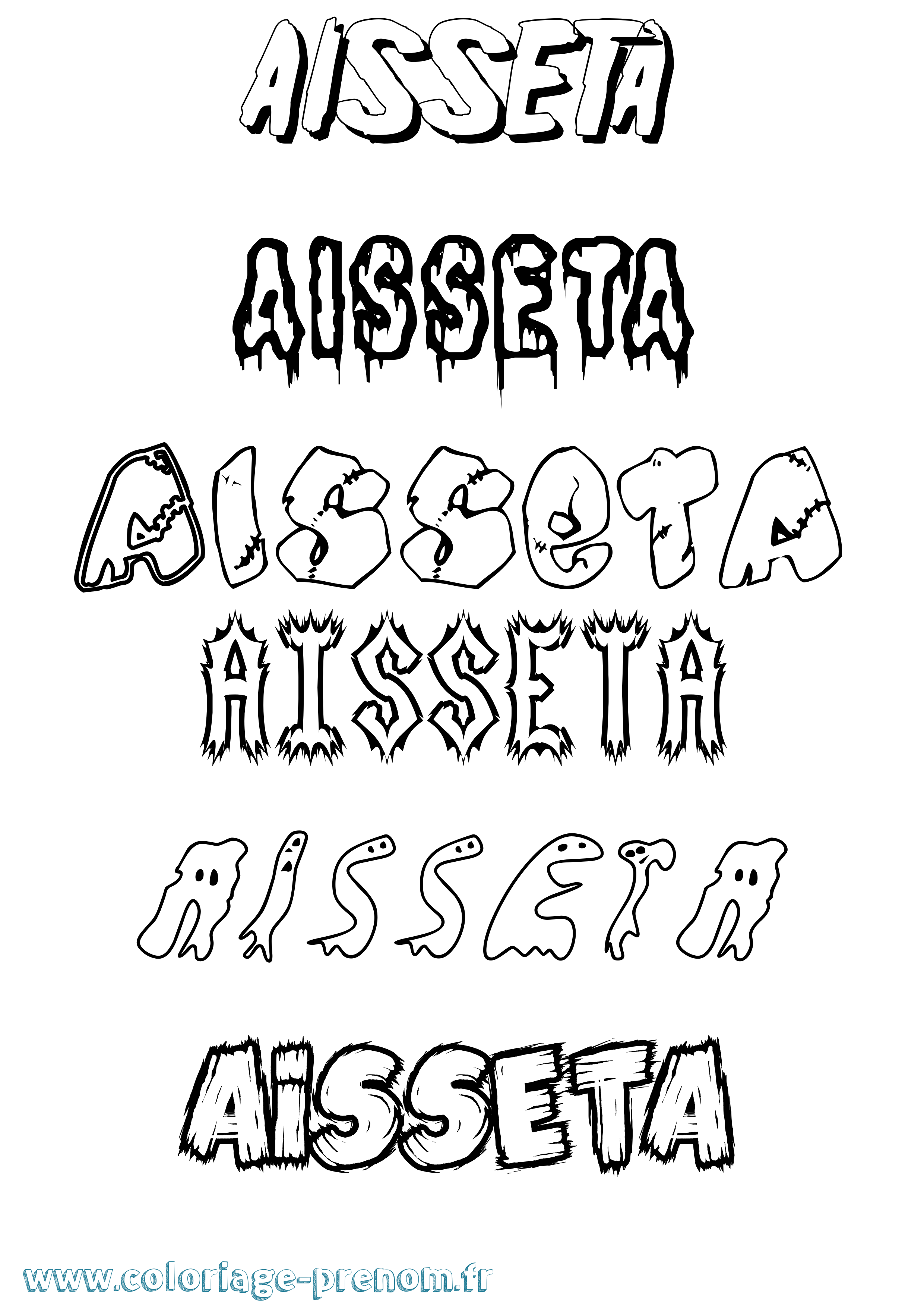 Coloriage prénom Aisseta Frisson