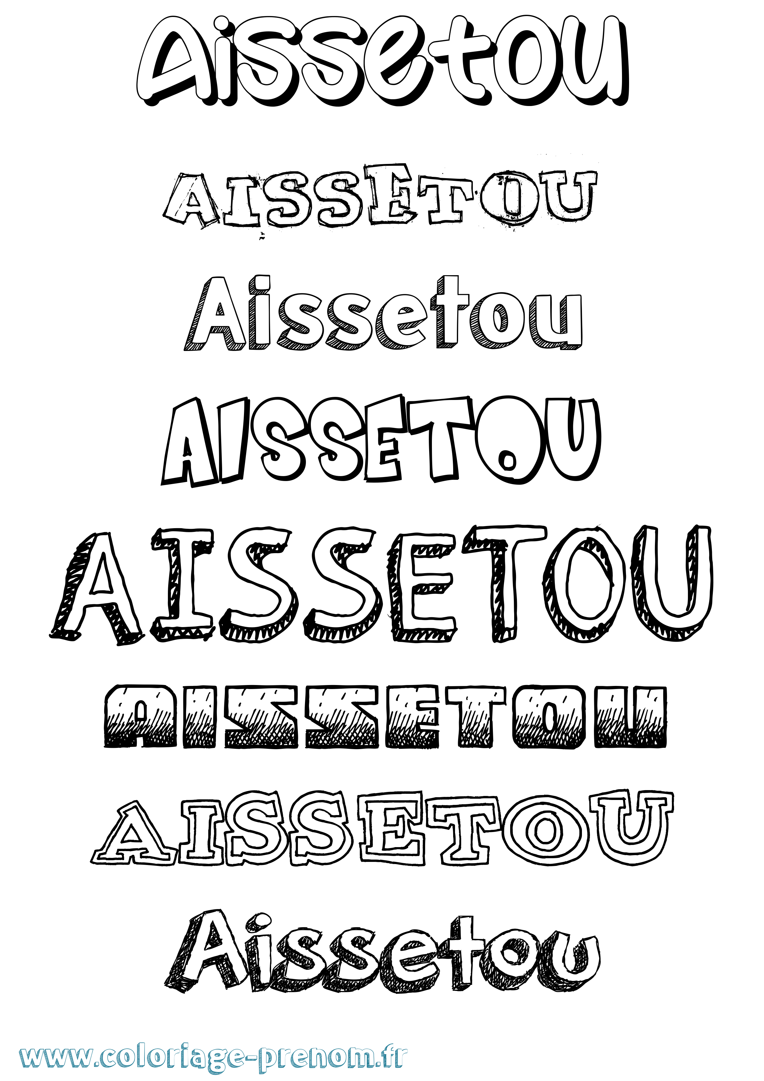 Coloriage prénom Aissetou Dessiné