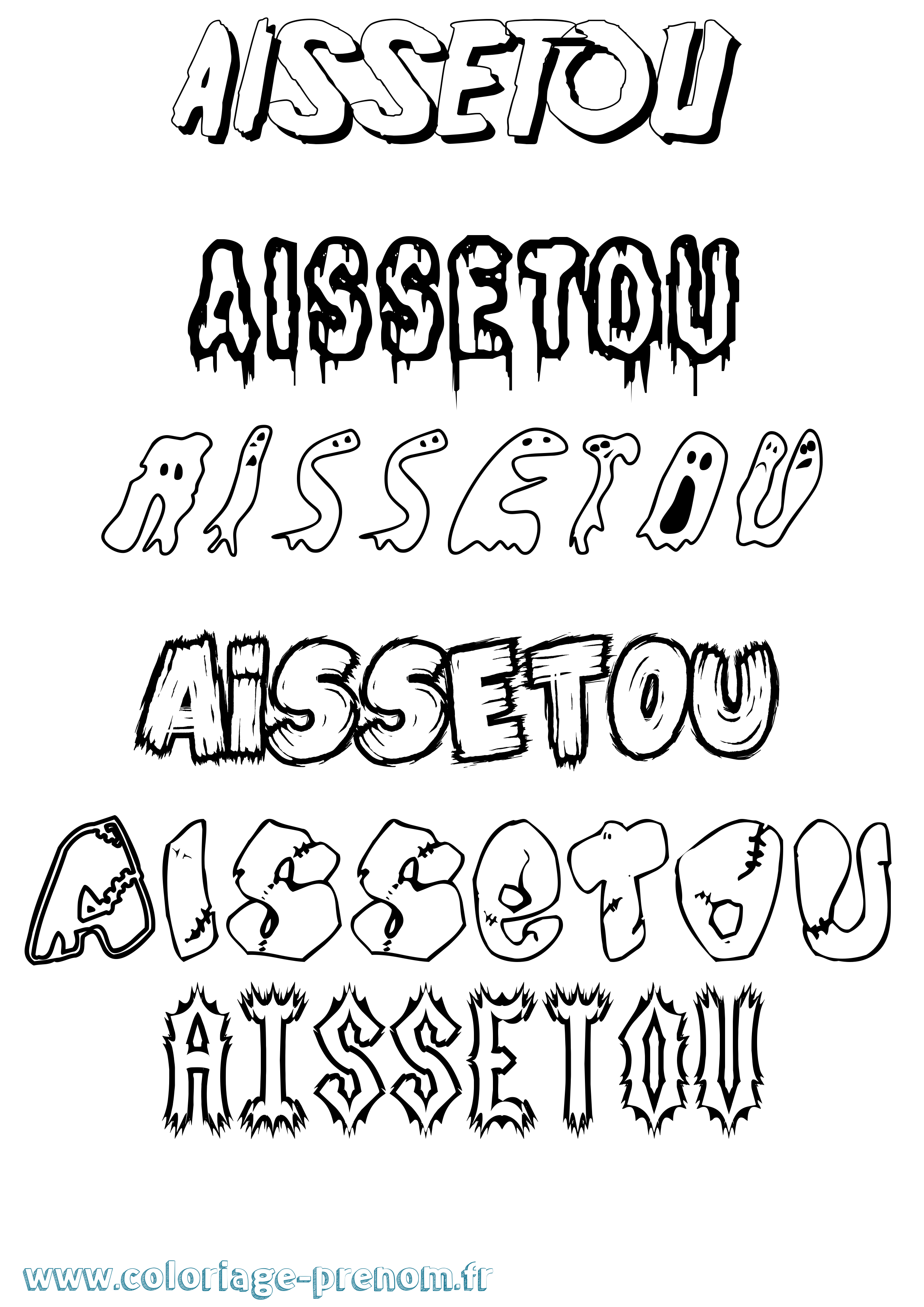 Coloriage prénom Aissetou Frisson