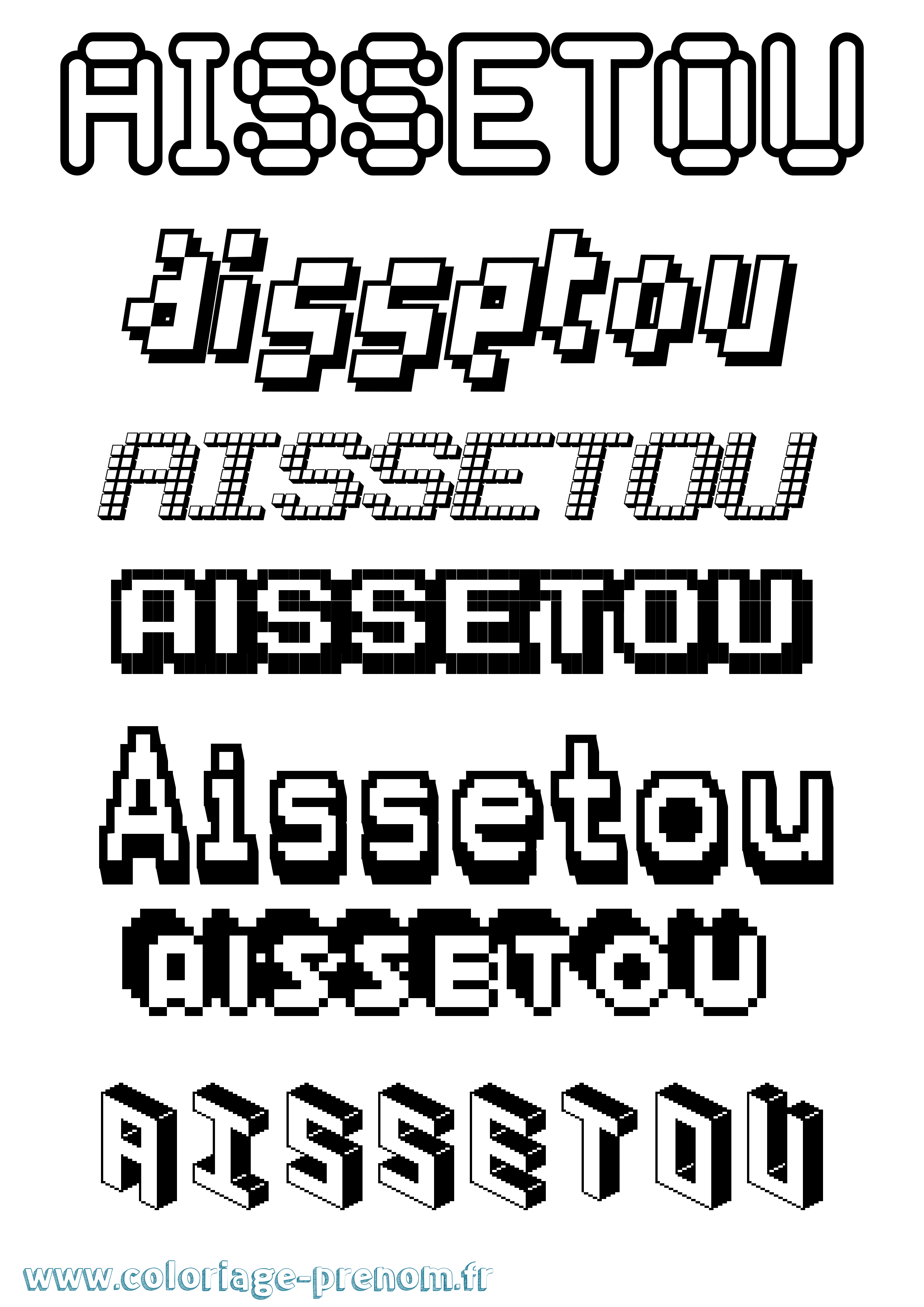 Coloriage prénom Aissetou Pixel
