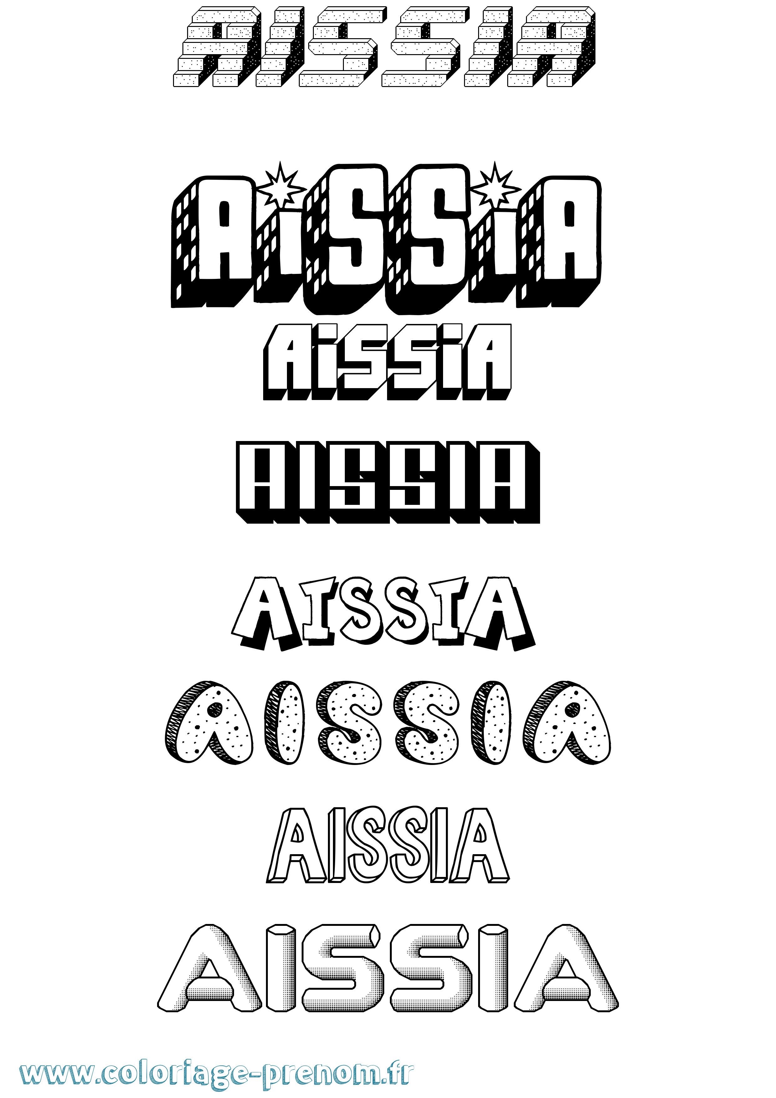 Coloriage prénom Aissia Effet 3D