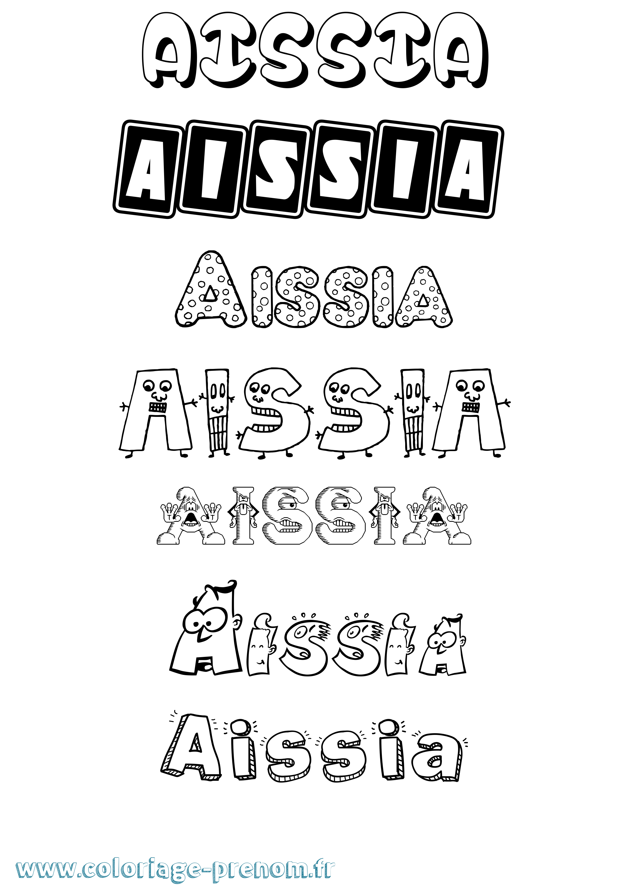 Coloriage prénom Aissia Fun