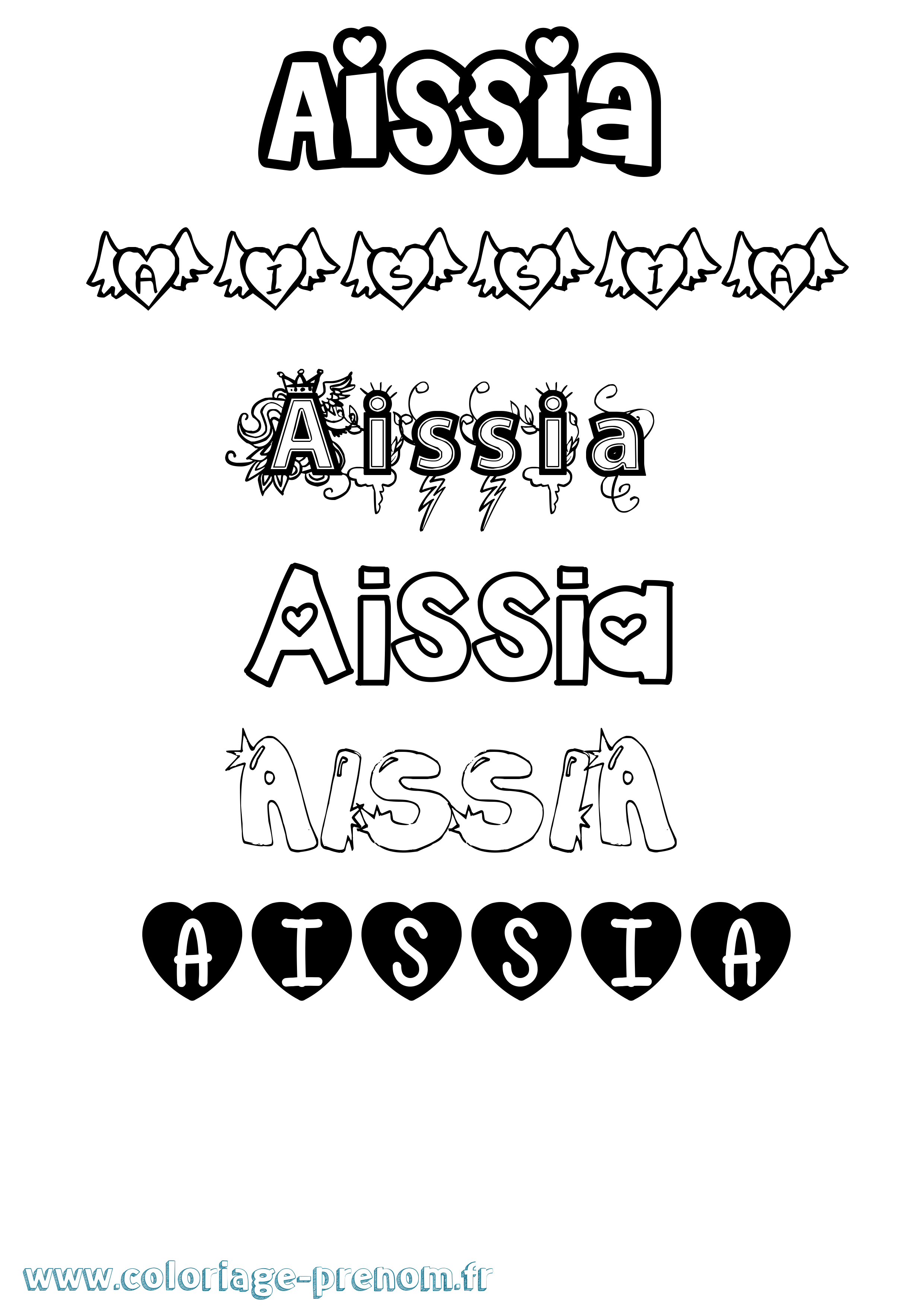 Coloriage prénom Aissia Girly