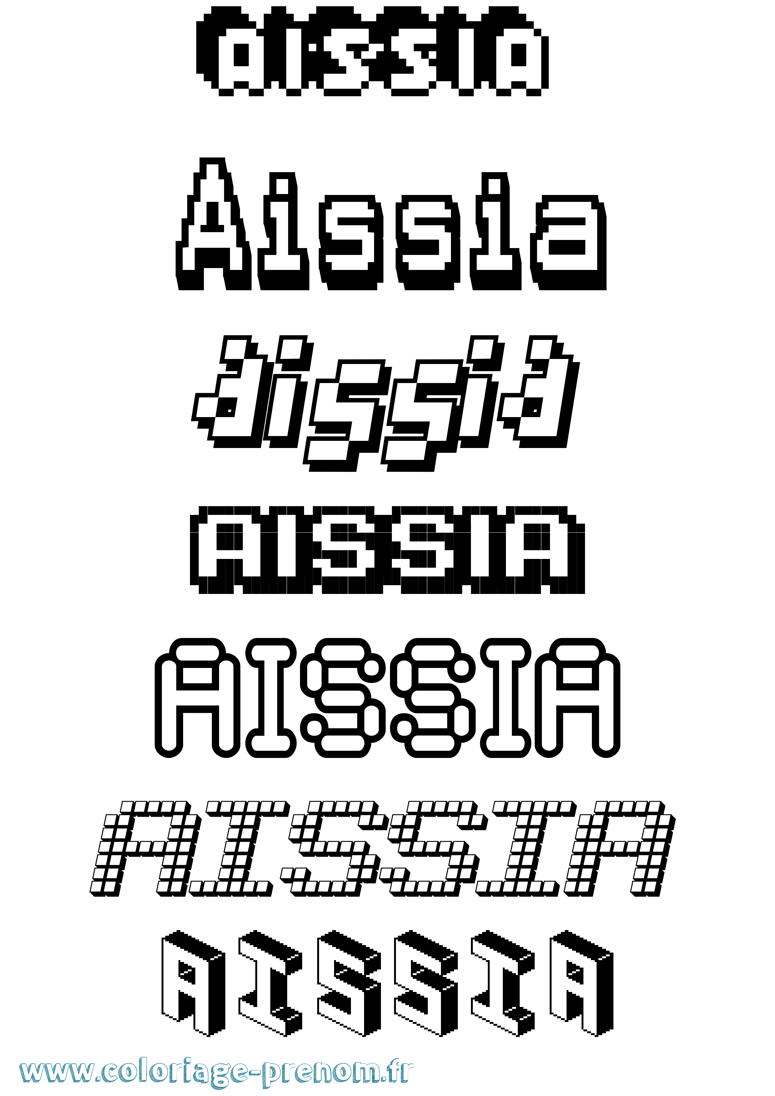 Coloriage prénom Aissia Pixel