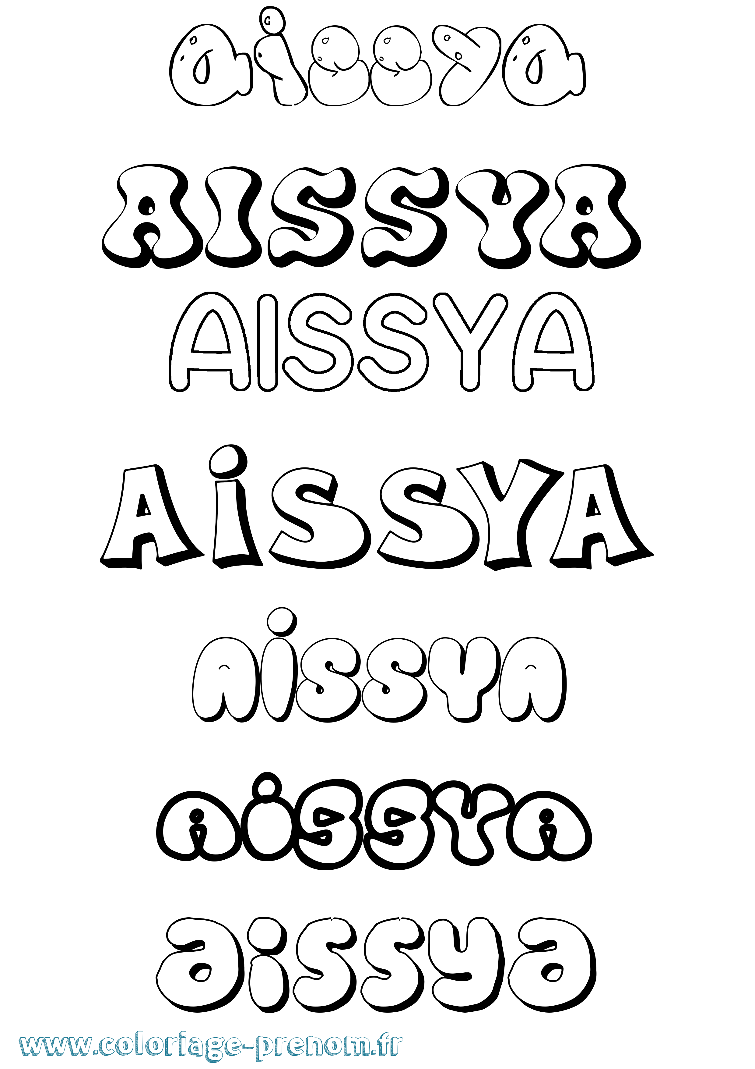 Coloriage prénom Aissya Bubble