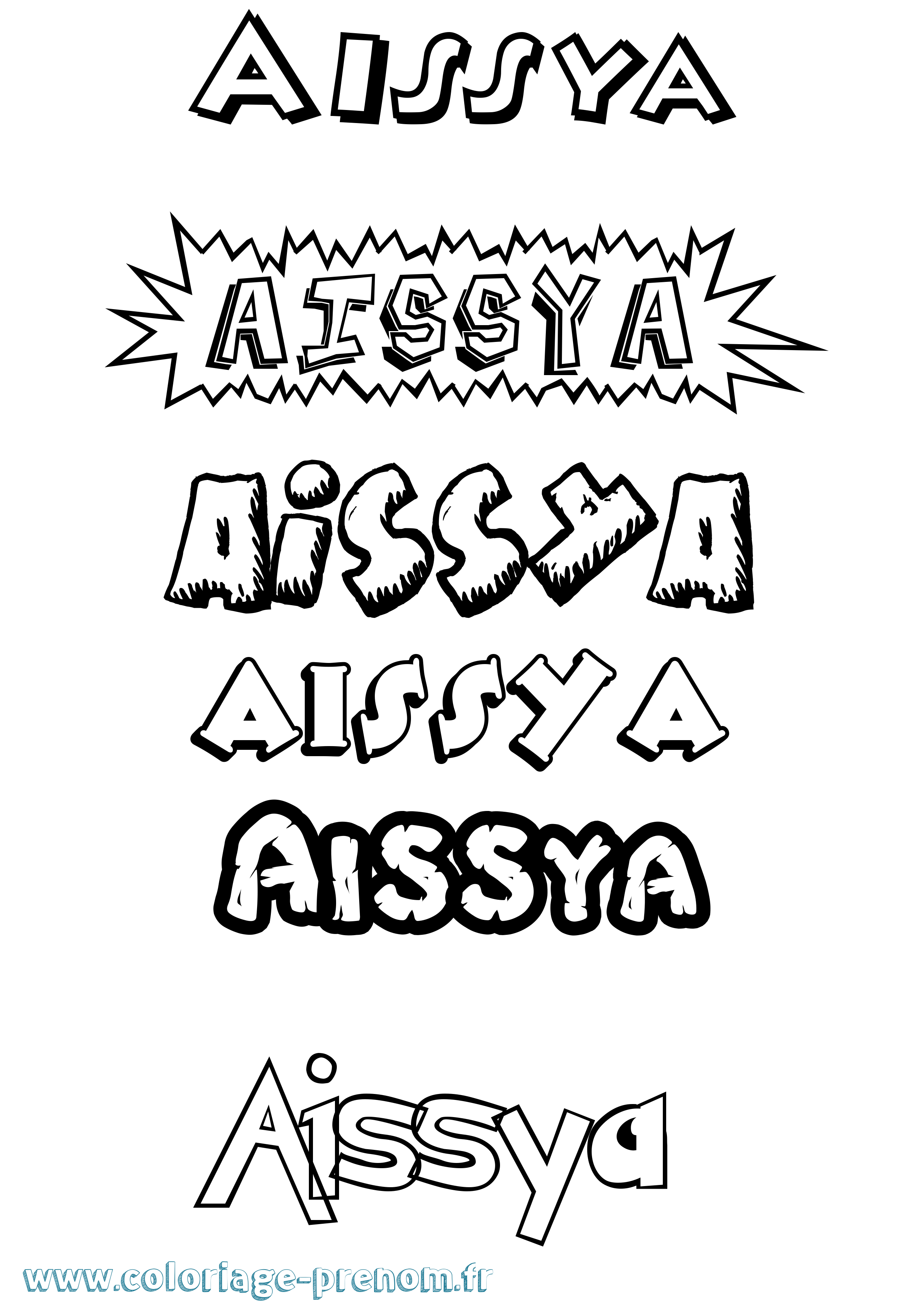Coloriage prénom Aissya Dessin Animé