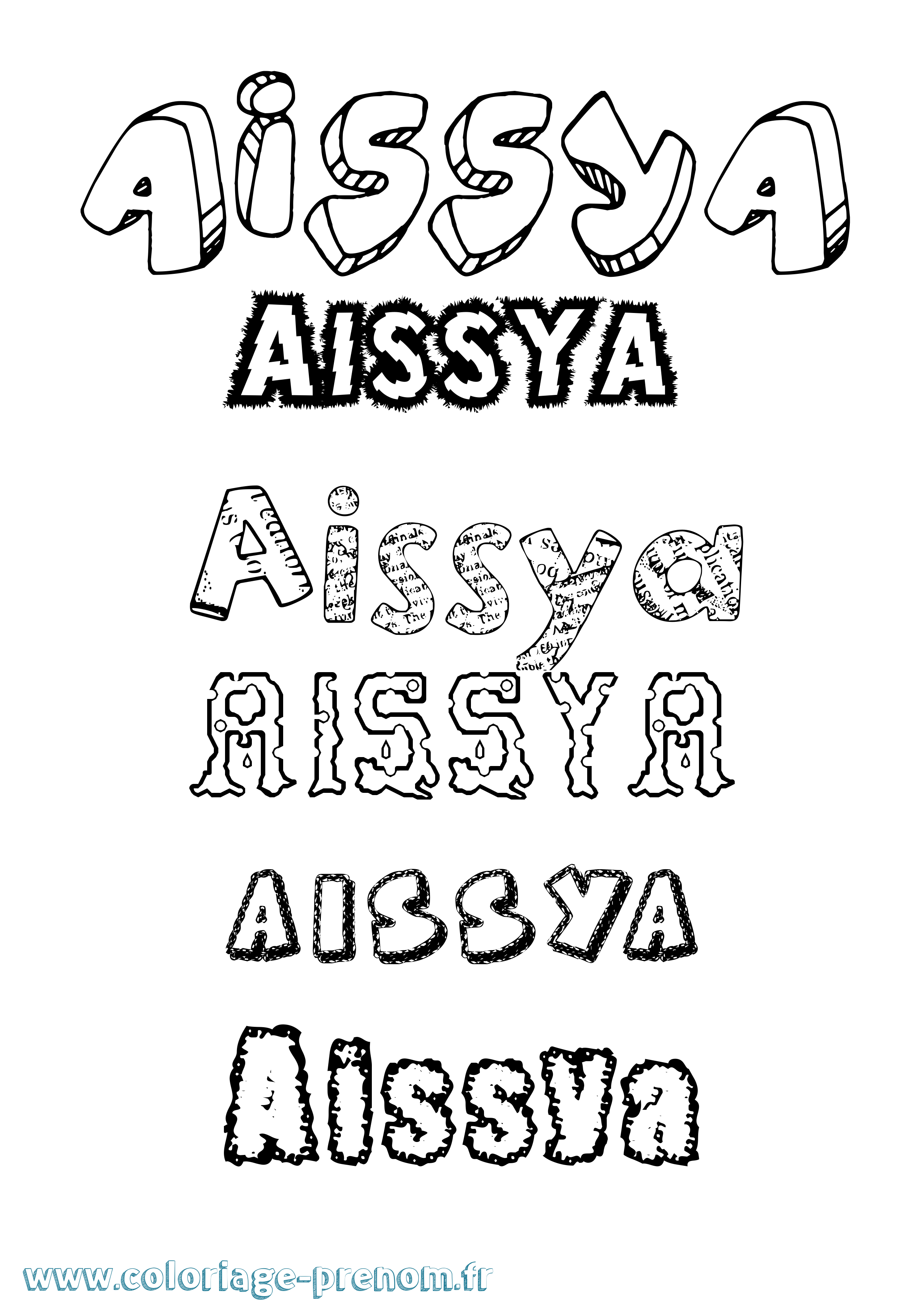 Coloriage prénom Aissya Destructuré