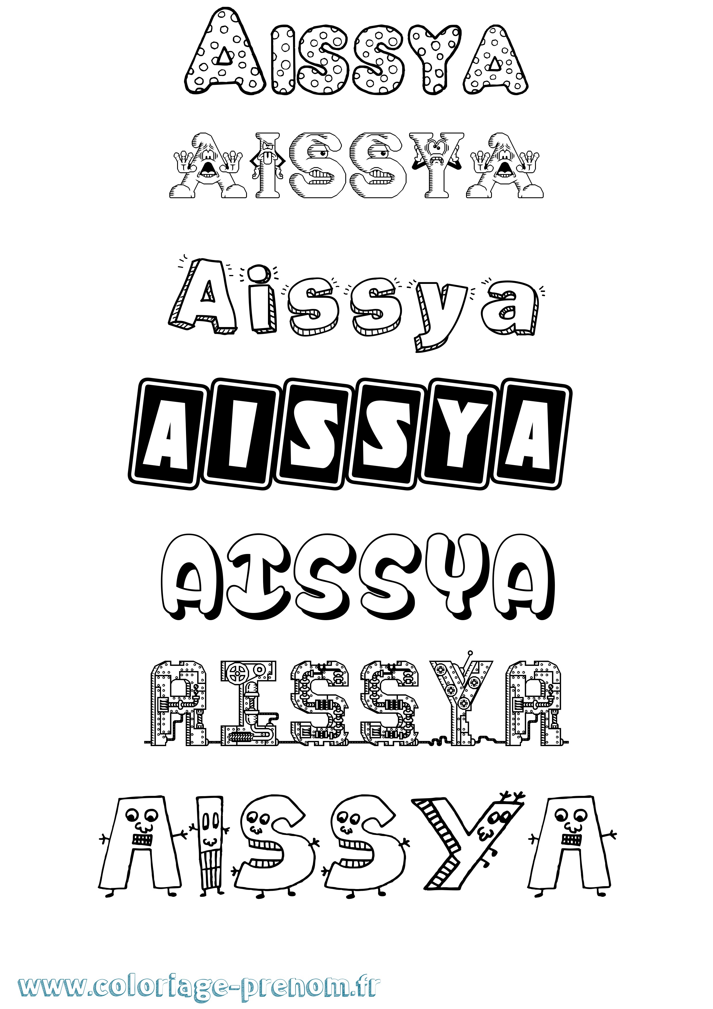 Coloriage prénom Aissya Fun