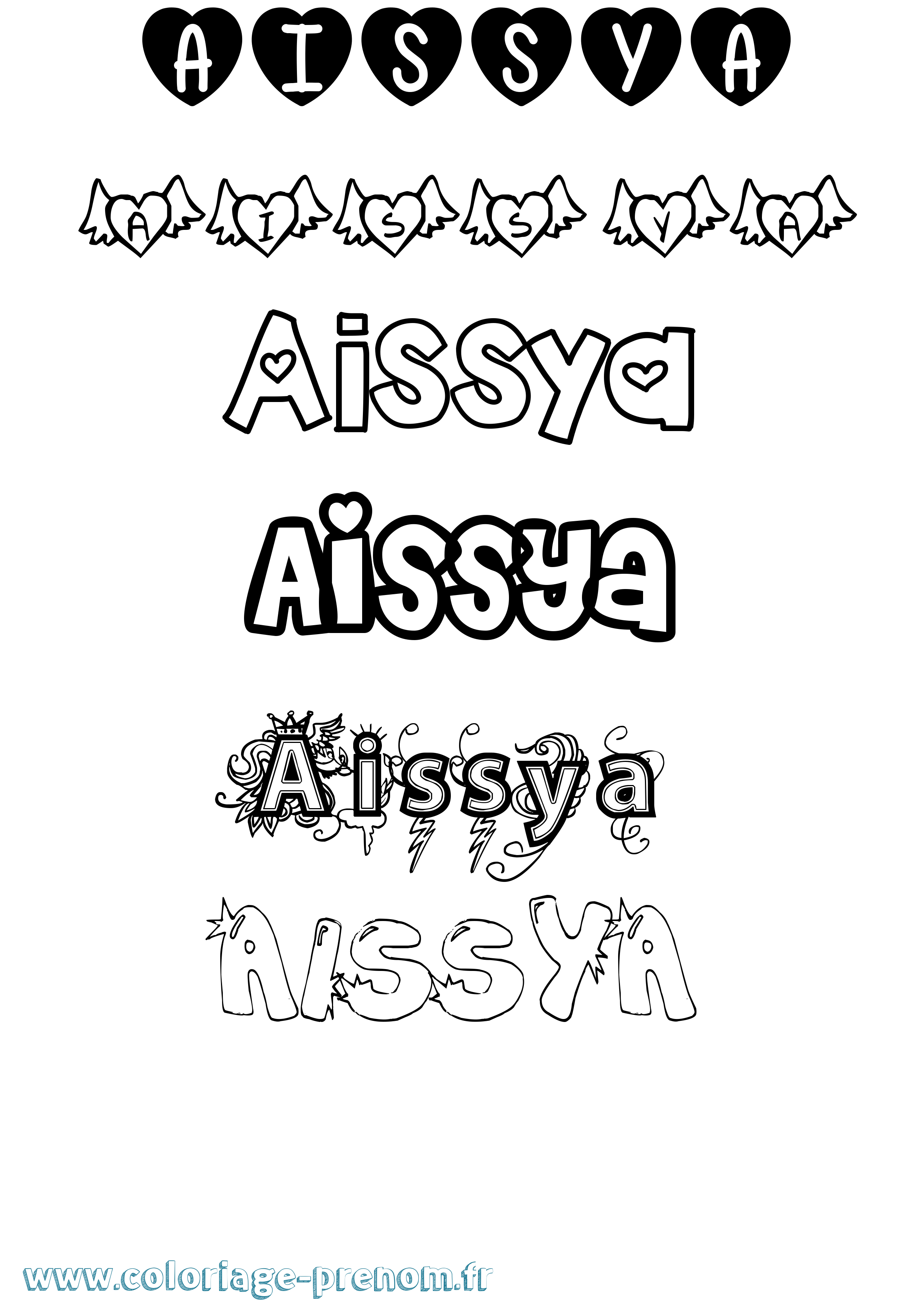 Coloriage prénom Aissya Girly