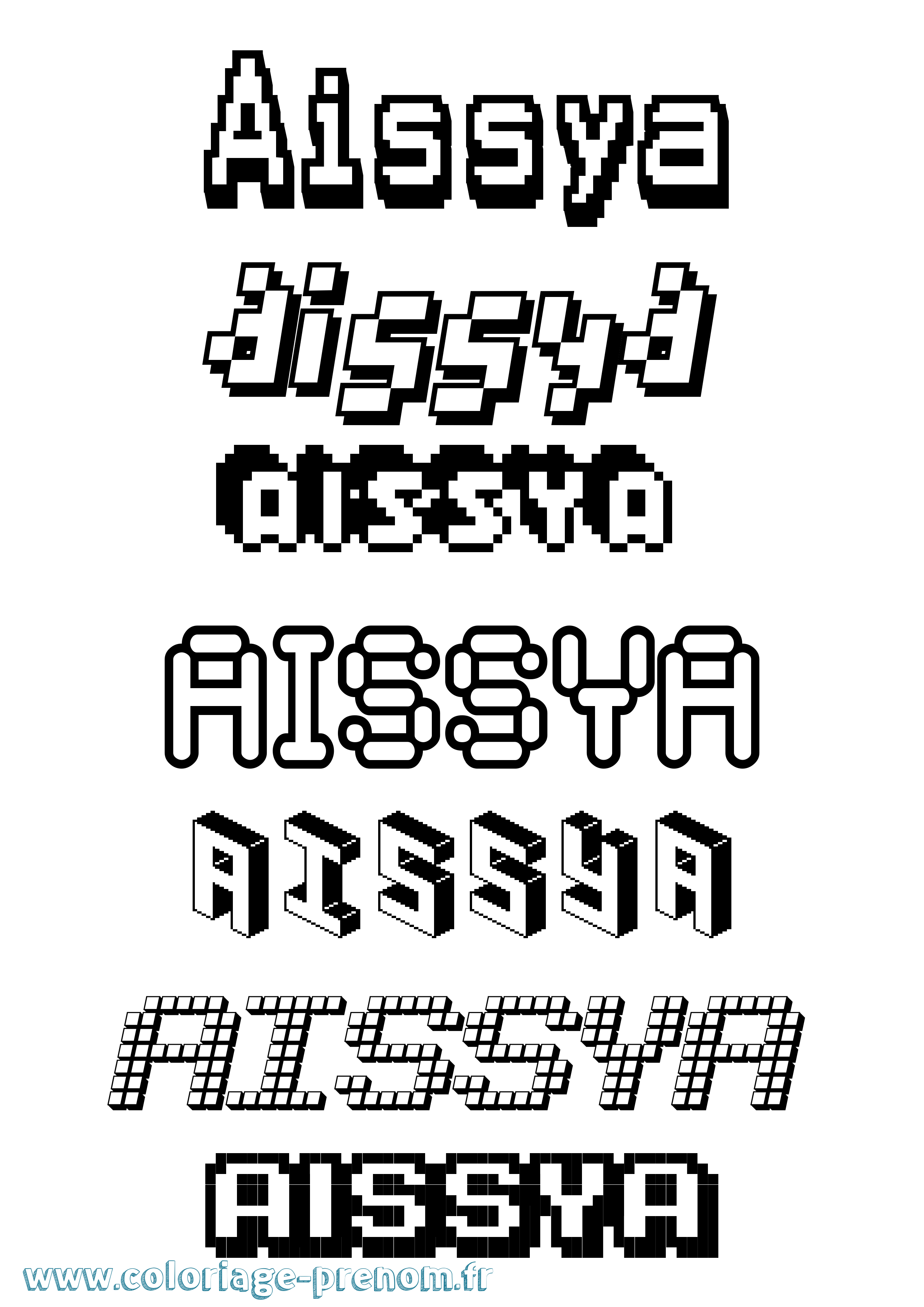 Coloriage prénom Aissya Pixel