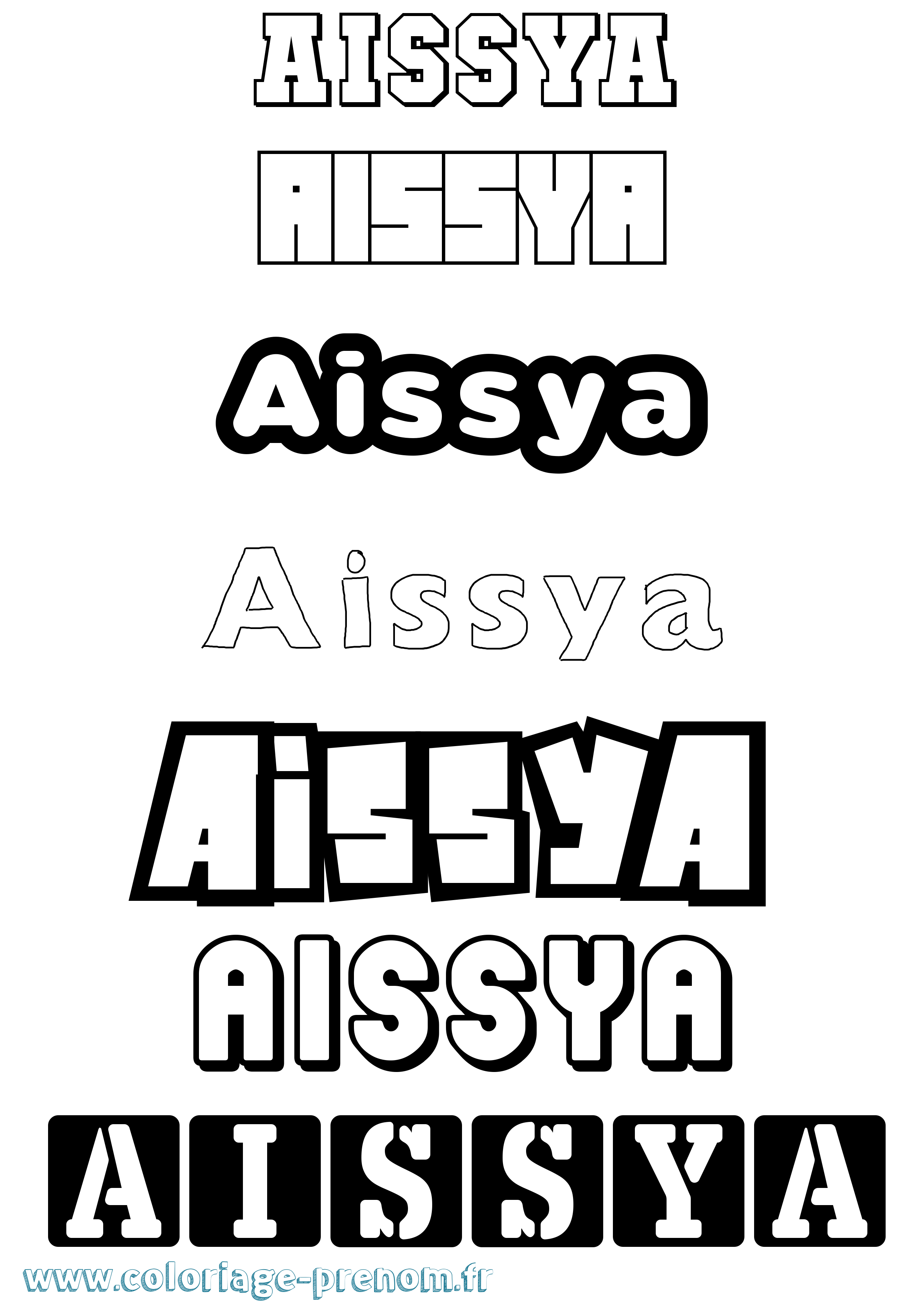 Coloriage prénom Aissya Simple