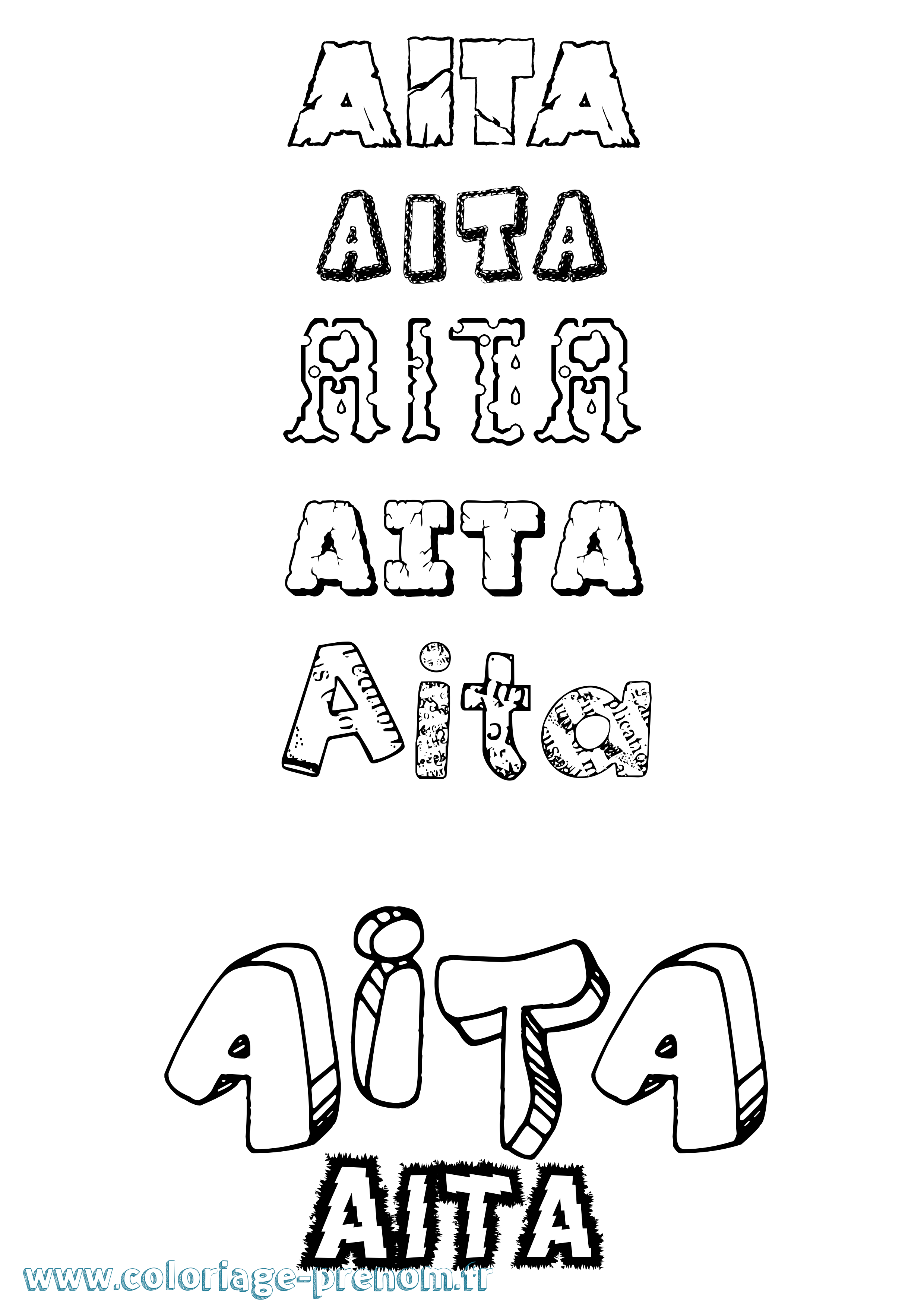 Coloriage Aita Destructuré Coloriage prénom Aita Destructuré