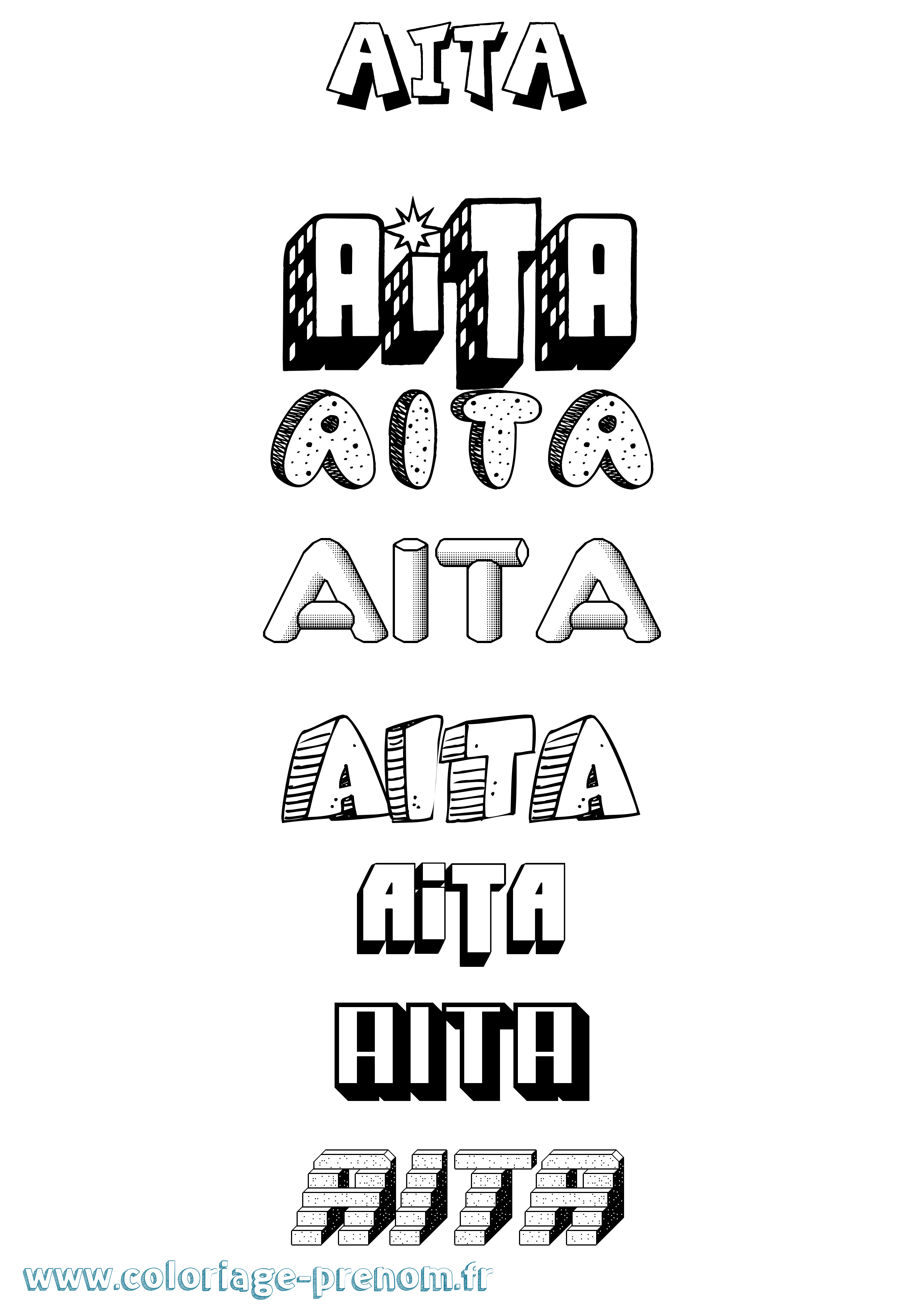 Coloriage Aita Effet 3D Coloriage prénom Aita Effet 3D