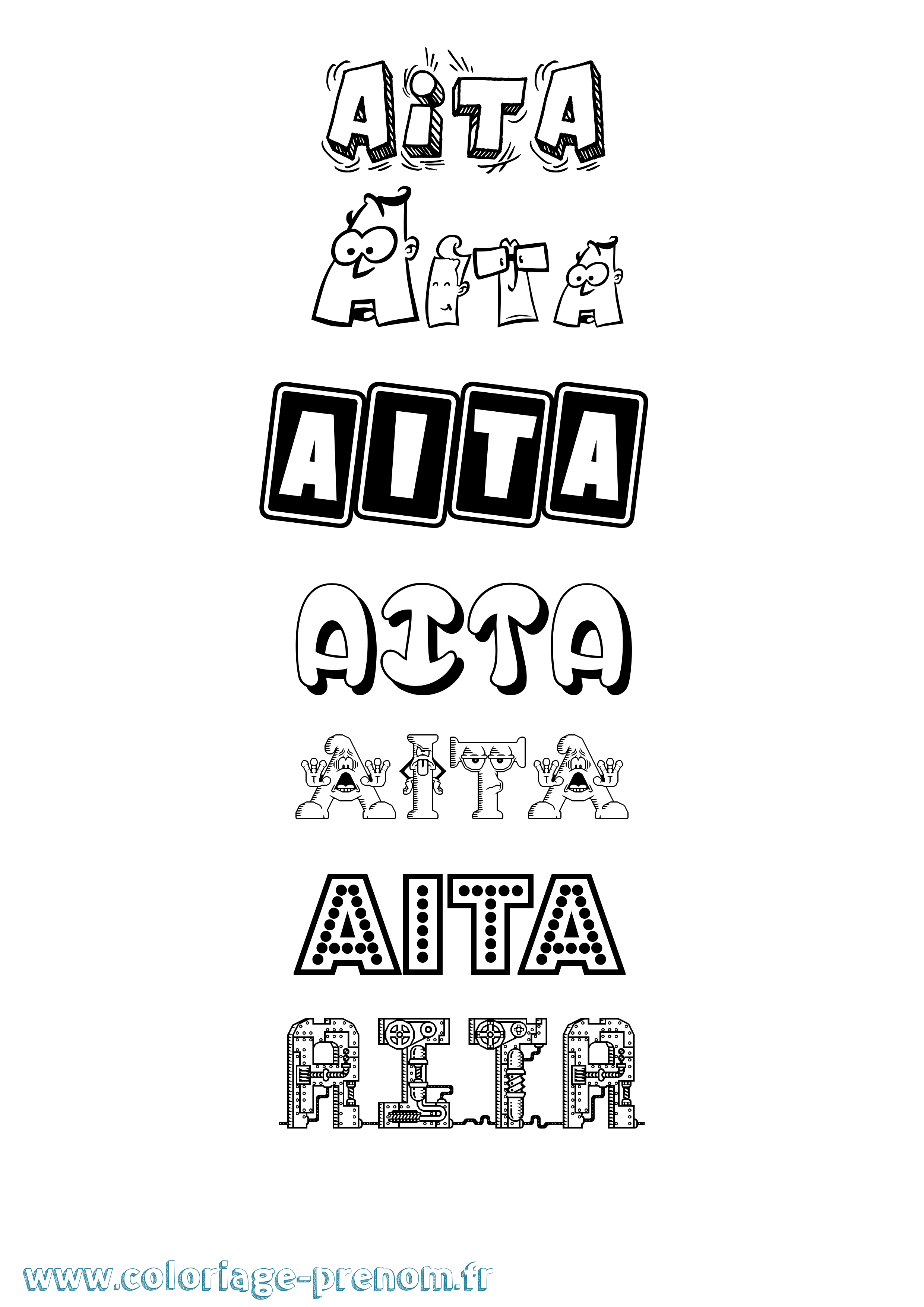 Coloriage Aita Fun Coloriage prénom Aita Fun
