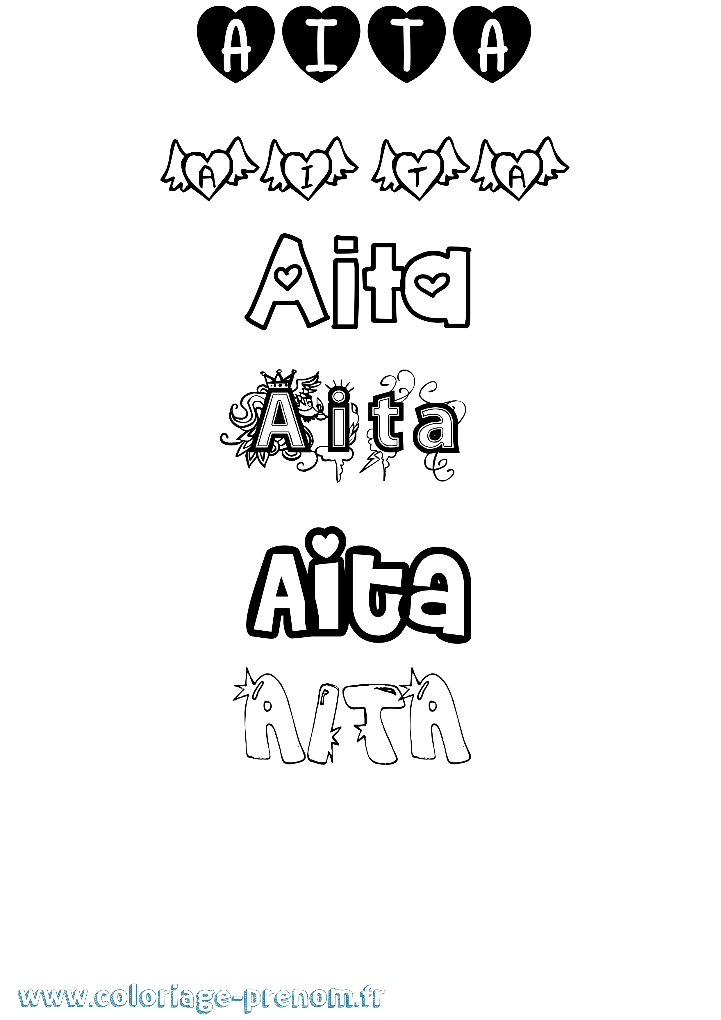 Coloriage Aita Girly Coloriage prénom Aita Girly