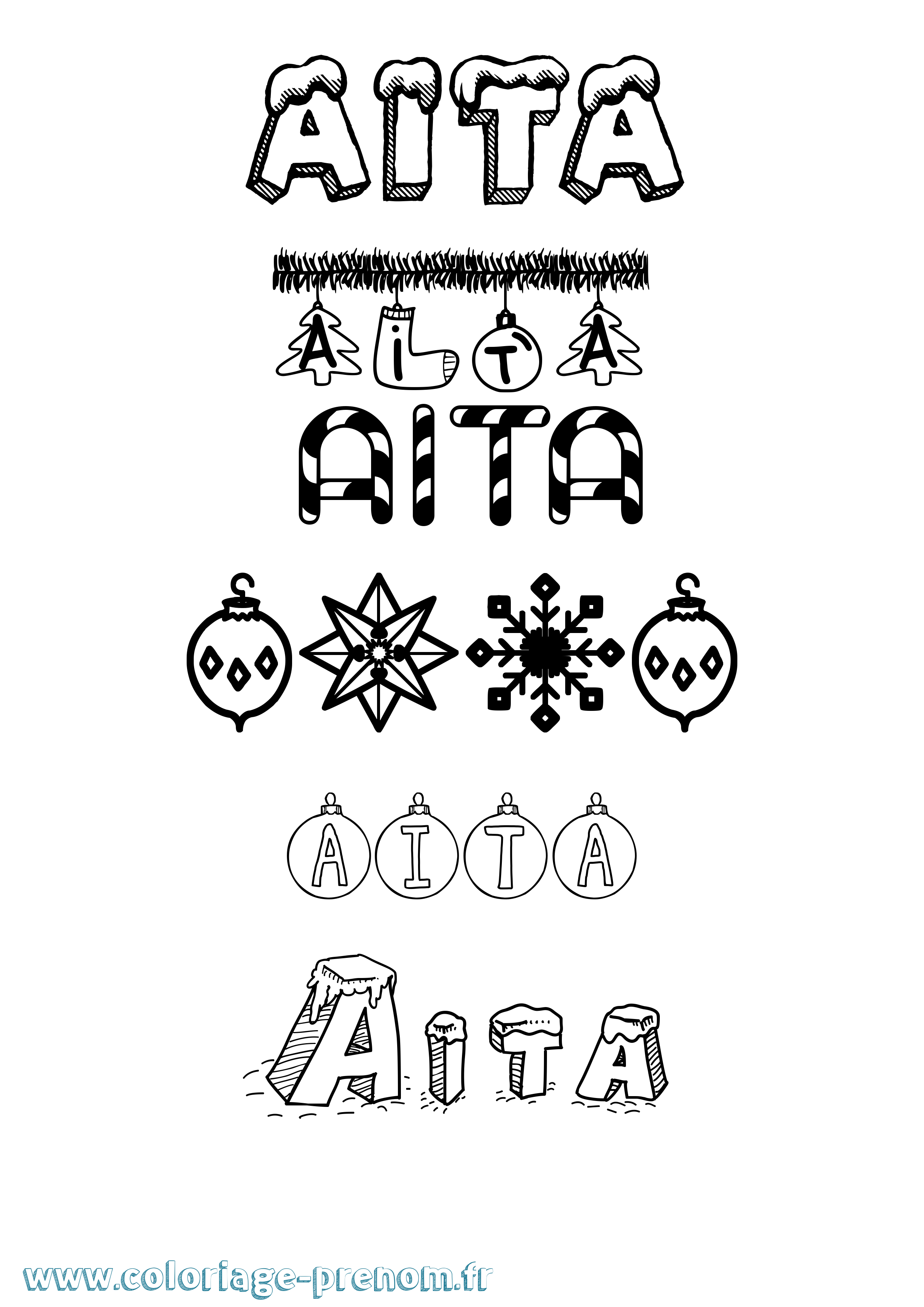 Coloriage Aita Noël Coloriage prénom Aita Noël