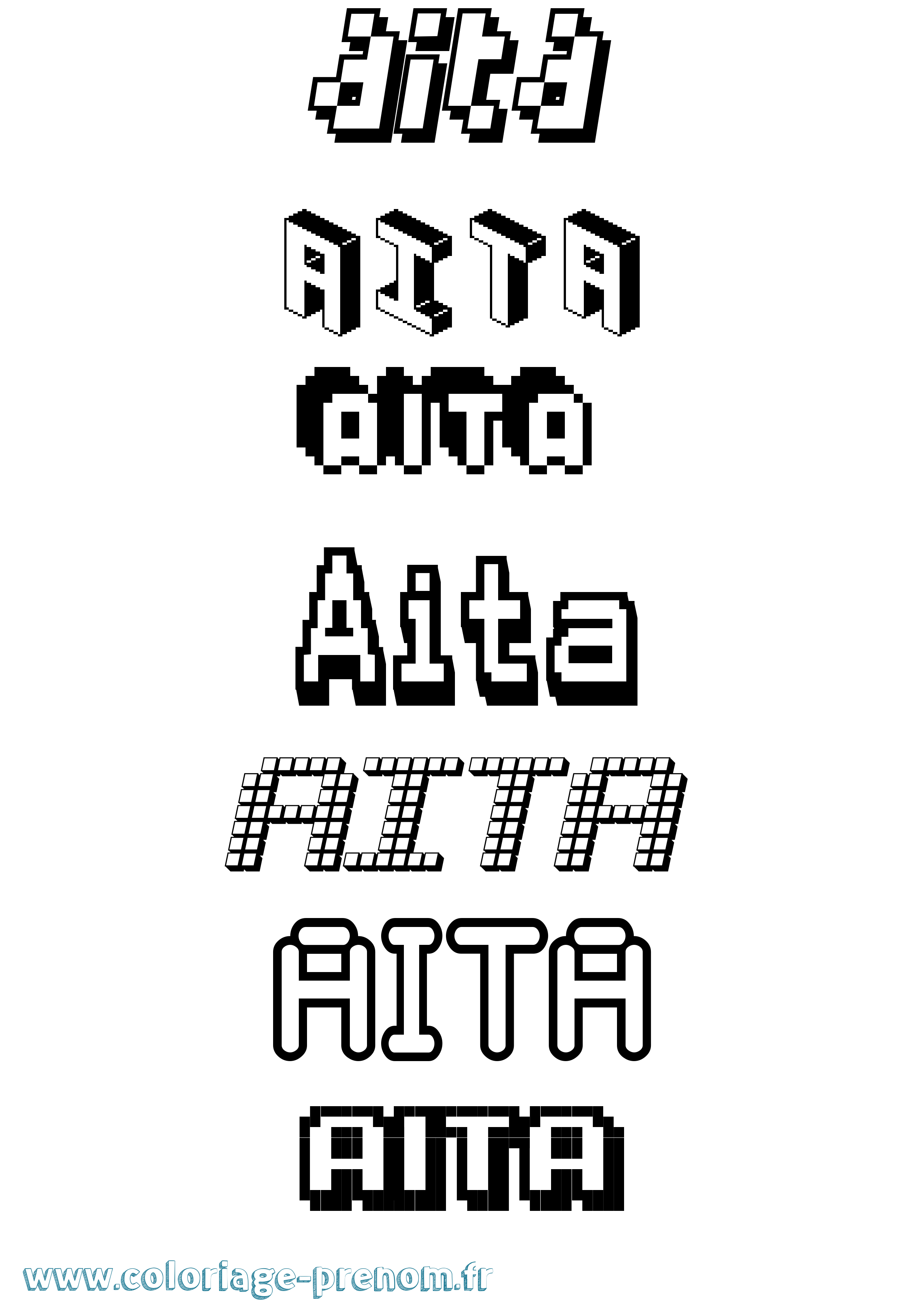 Coloriage Aita Pixel Coloriage prénom Aita Pixel