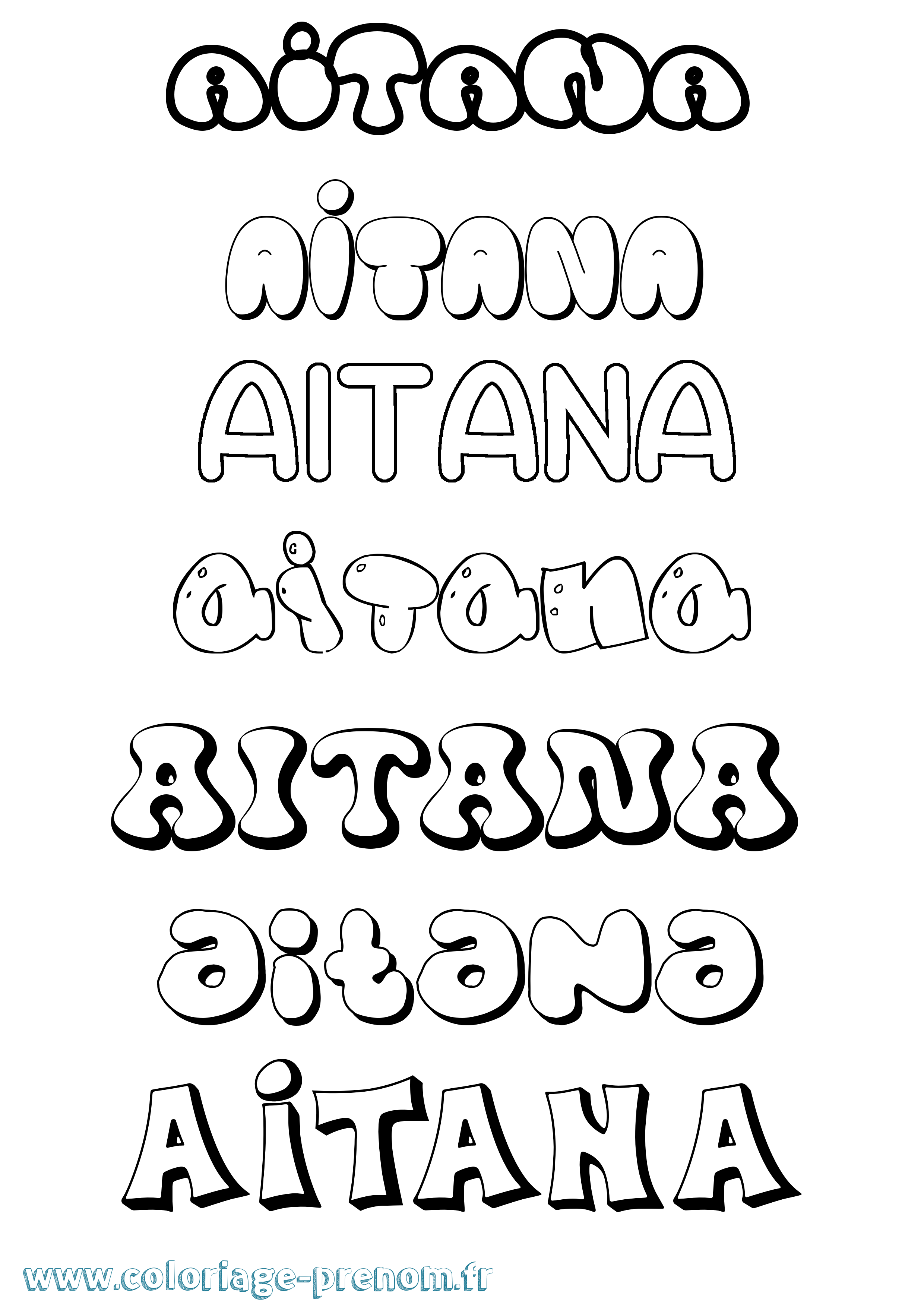 Coloriage Aitana Bubble Coloriage prénom Aitana Bubble