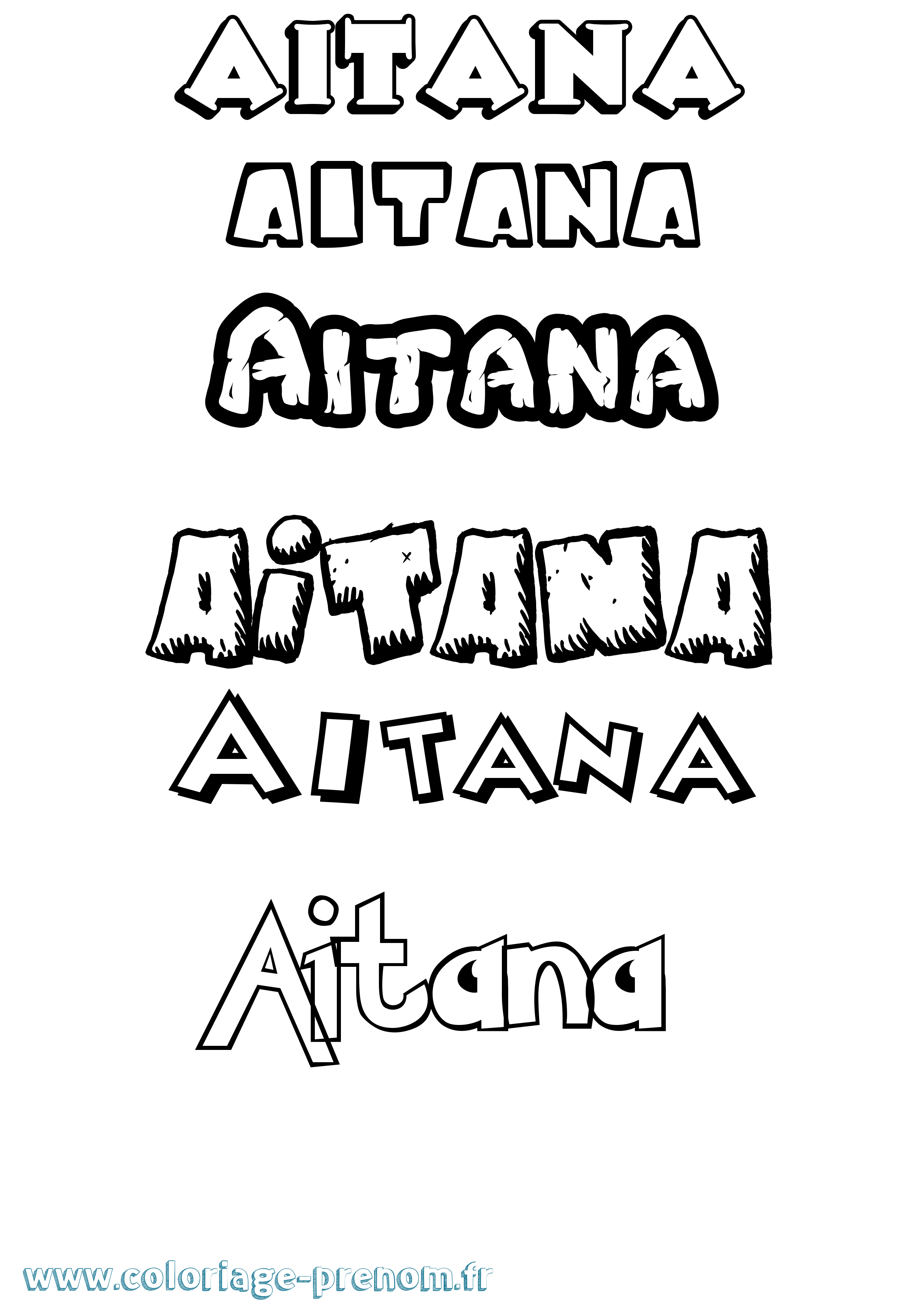 Coloriage prénom Aitana Dessin Animé