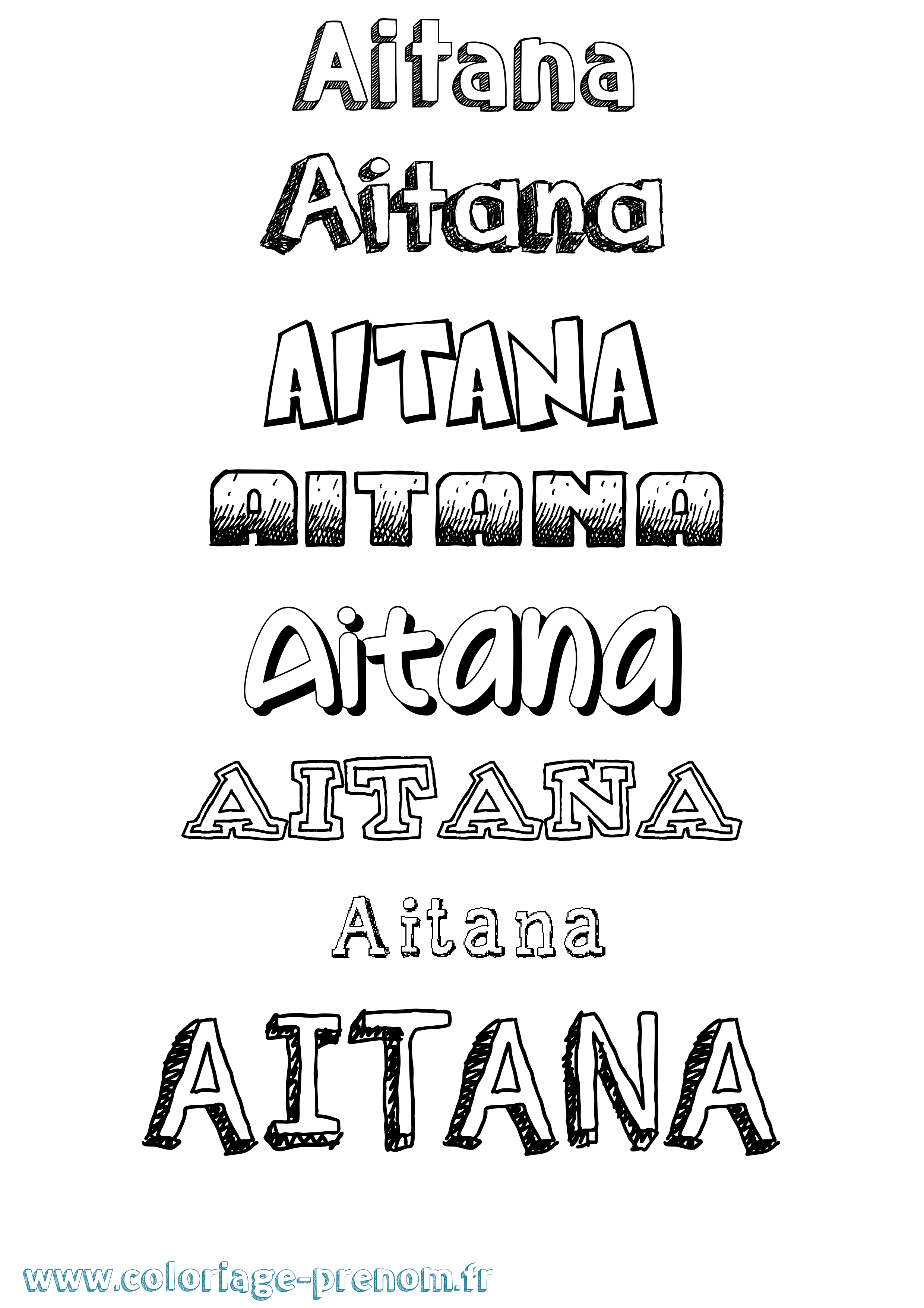 Coloriage prénom Aitana Dessiné