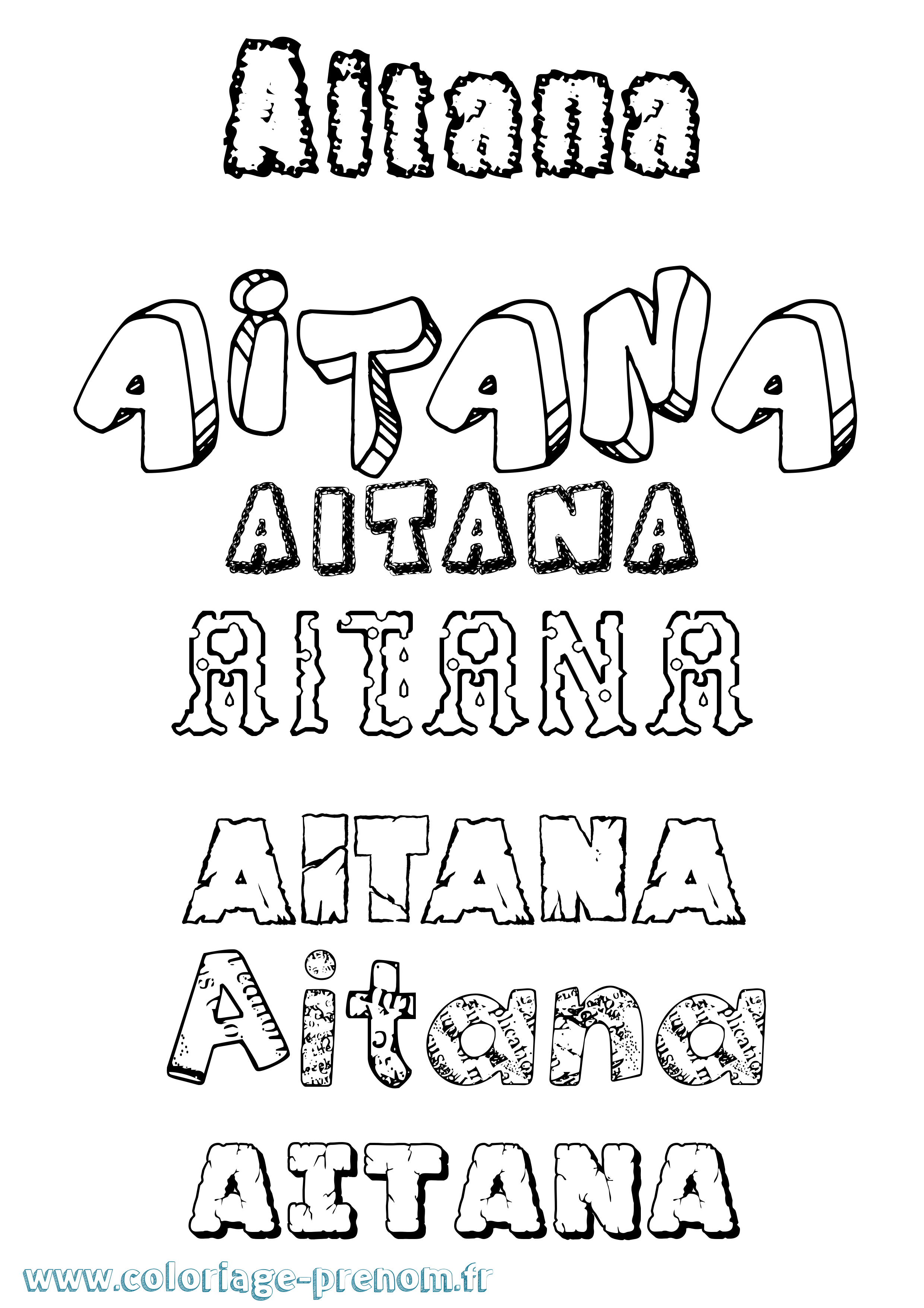 Coloriage prénom Aitana Destructuré