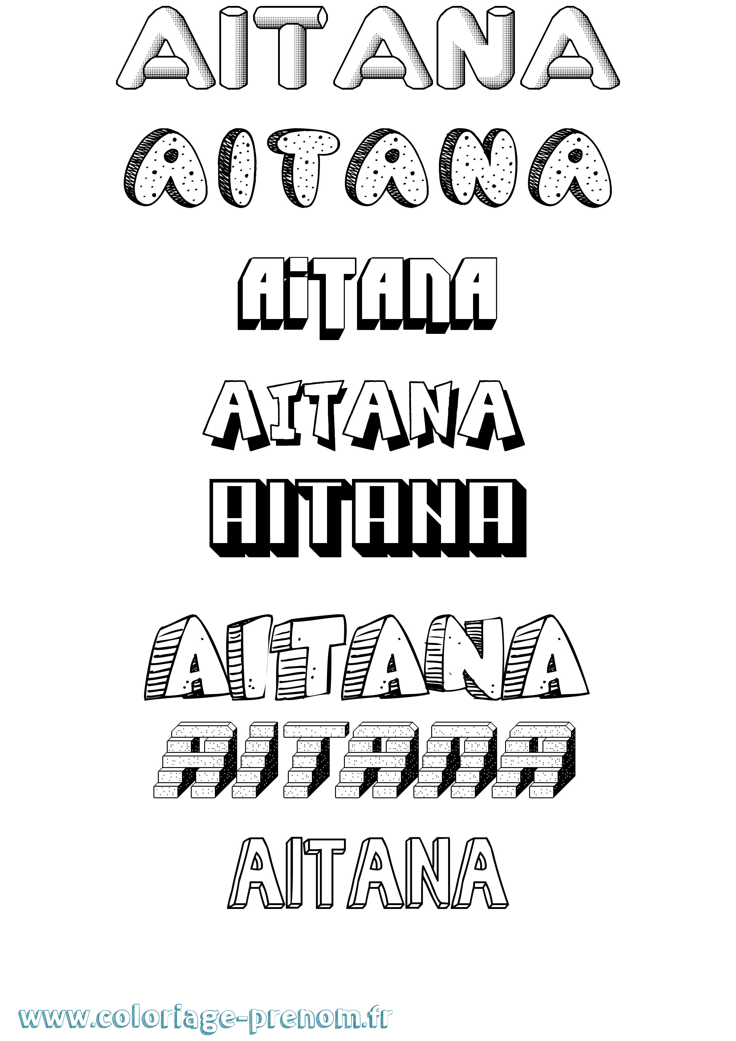 Coloriage Aitana Effet 3D Coloriage prénom Aitana Effet 3D