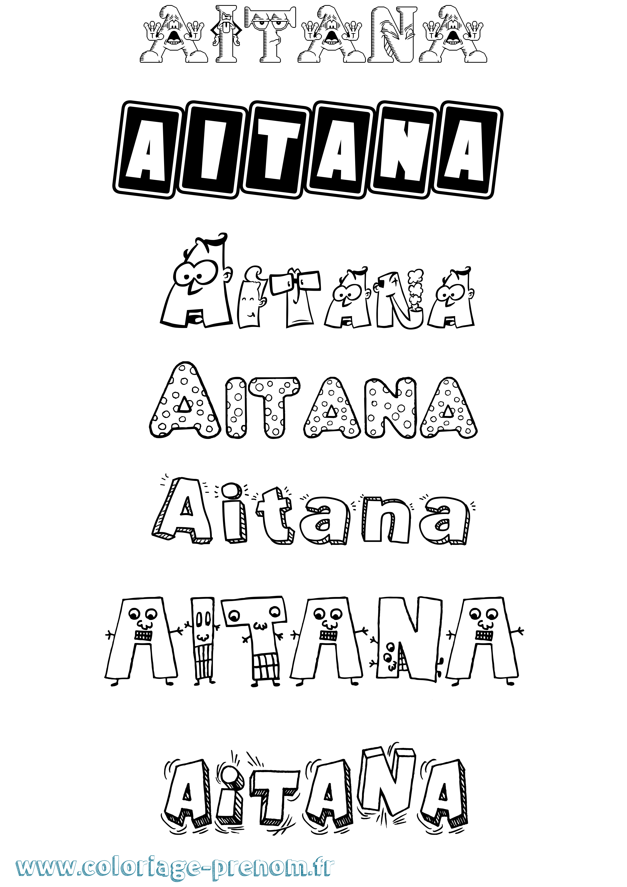 Coloriage prénom Aitana Fun