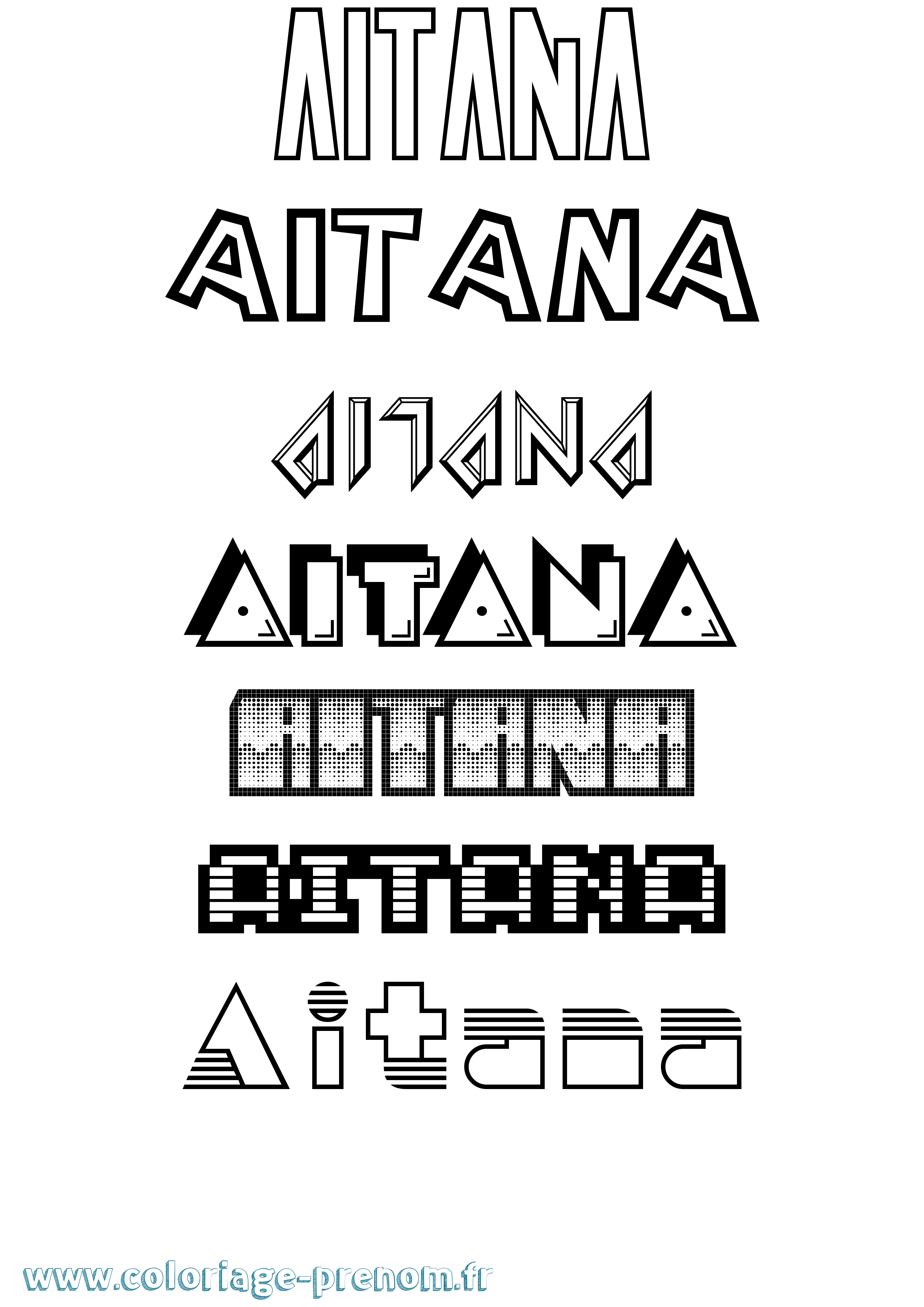 Coloriage prénom Aitana Jeux Vidéos