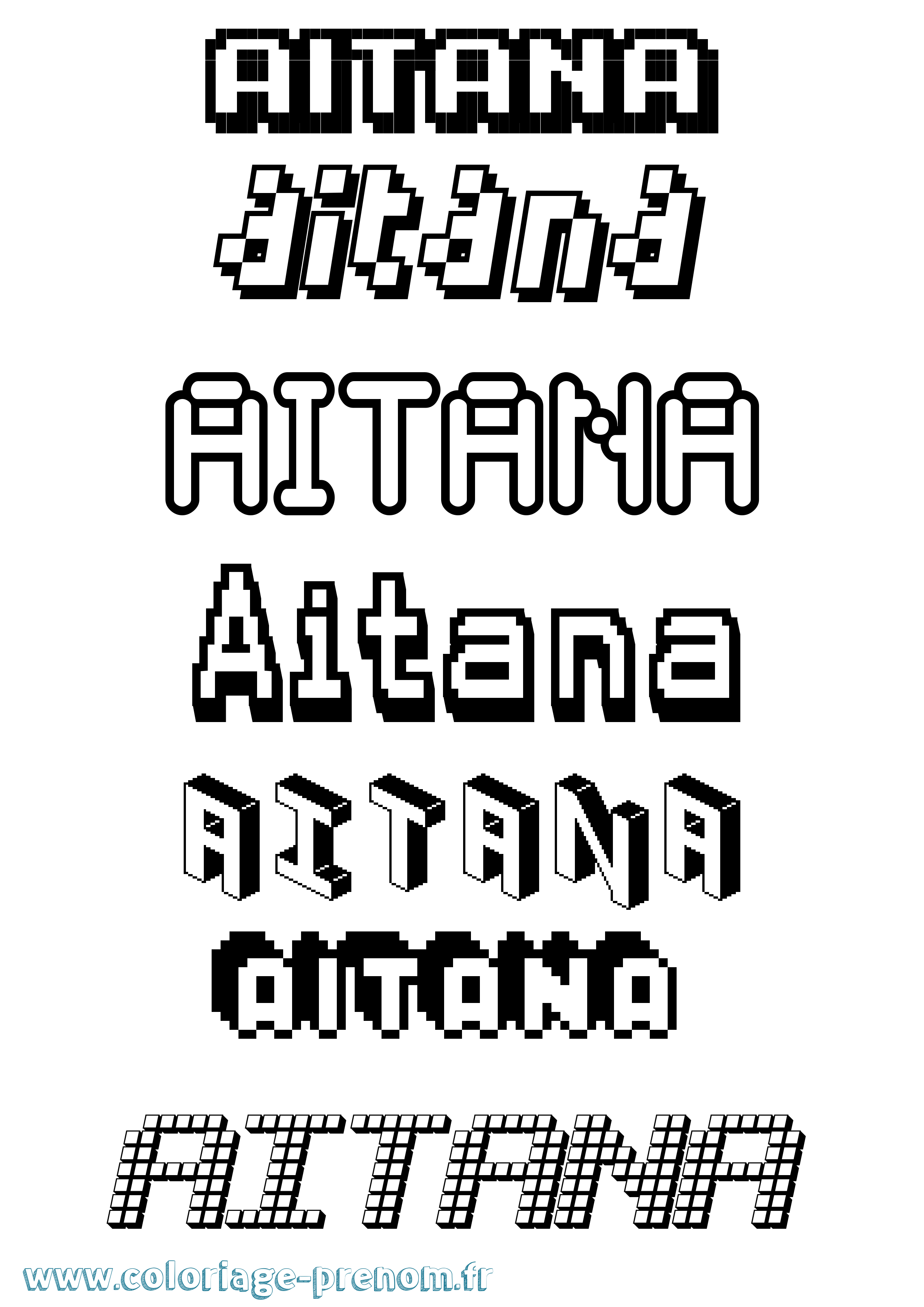 Coloriage Aitana Pixel Coloriage prénom Aitana Pixel