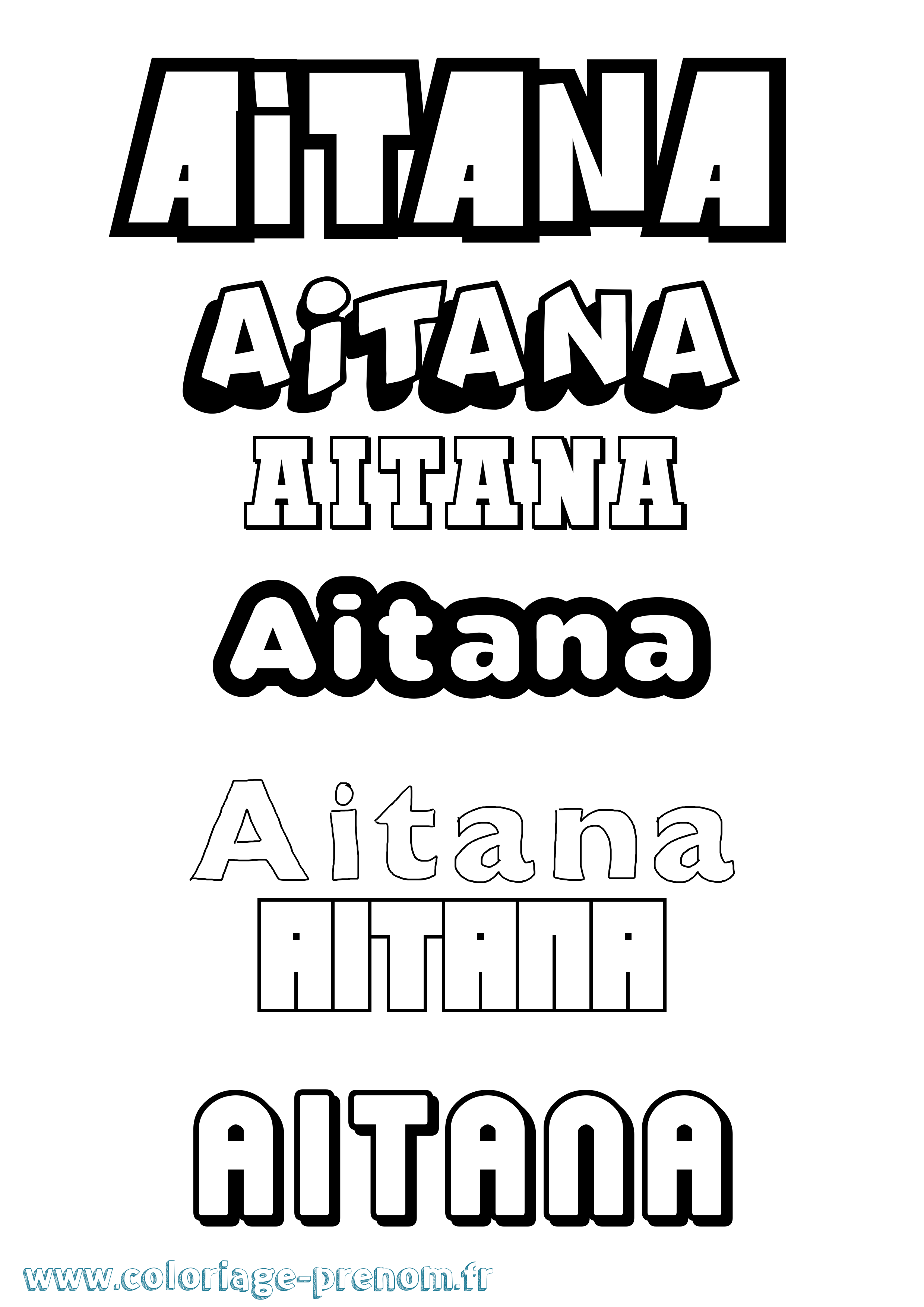 Coloriage prénom Aitana Simple