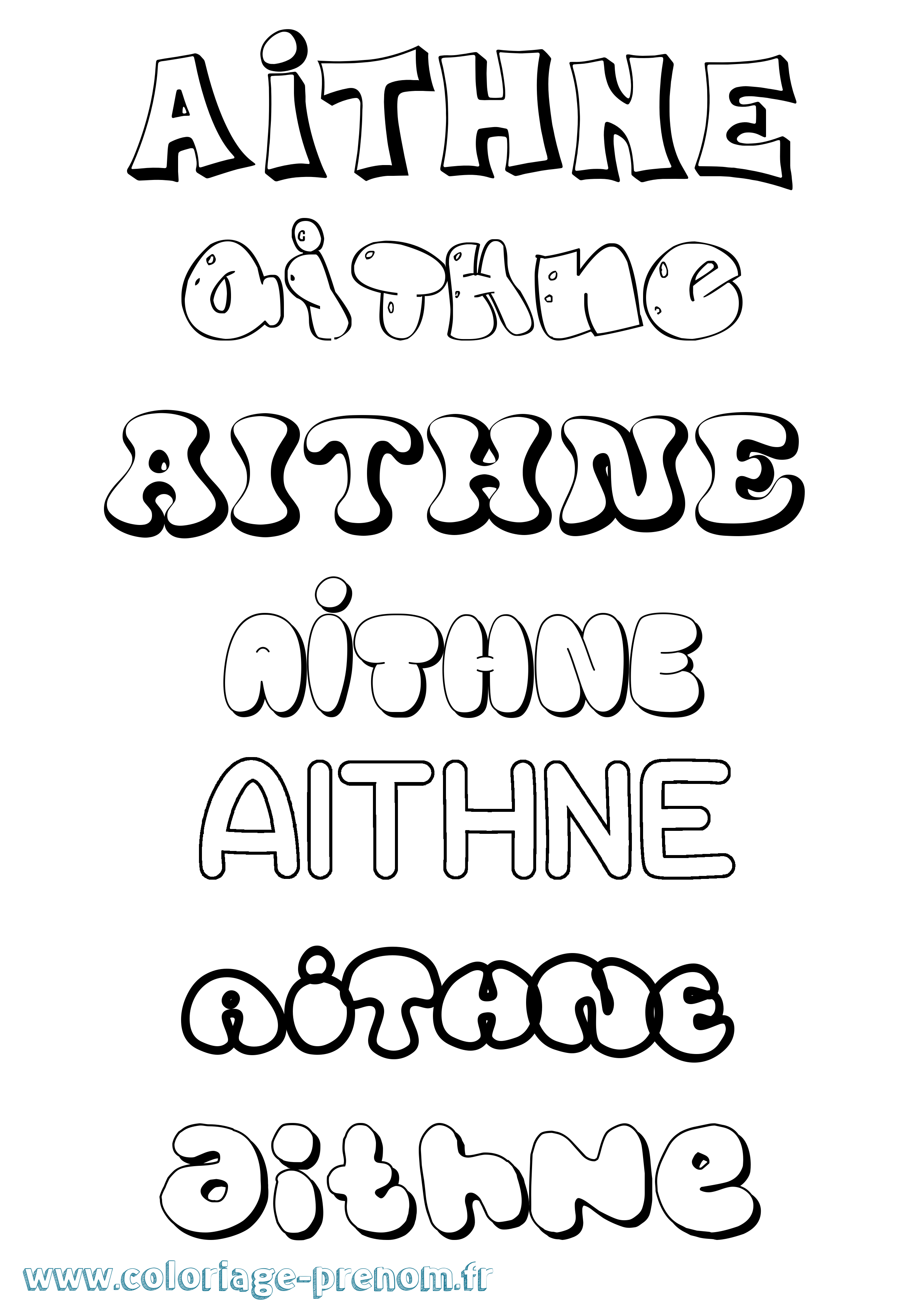 Coloriage Aithne Bubble Coloriage prénom Aithne Bubble