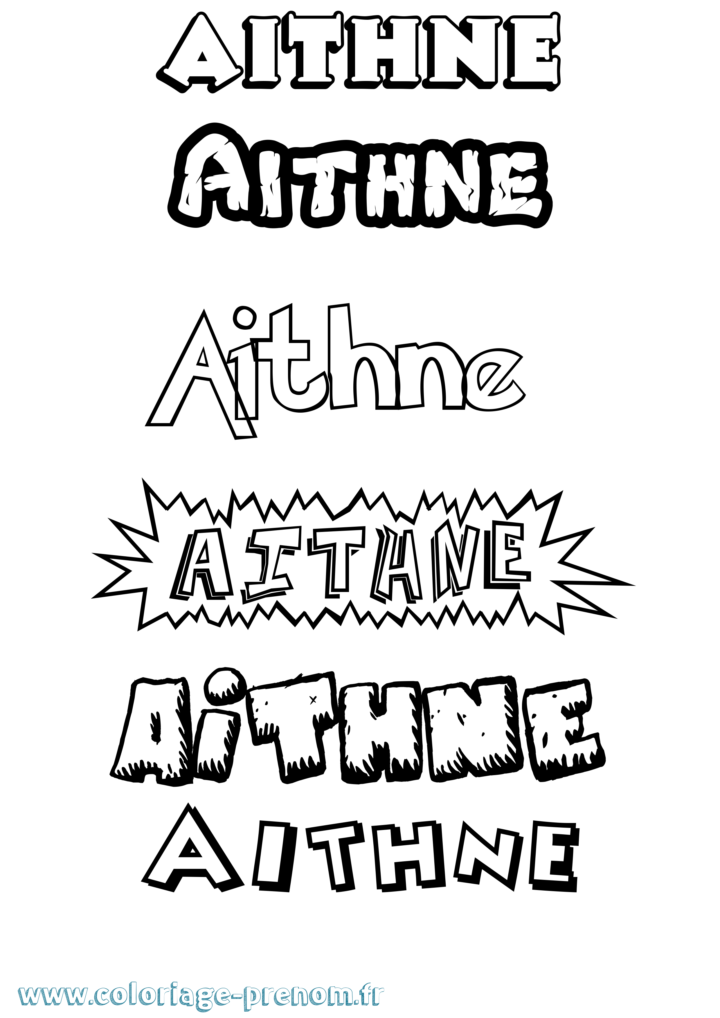 Coloriage Aithne Dessin Animé Coloriage prénom Aithne Dessin Animé