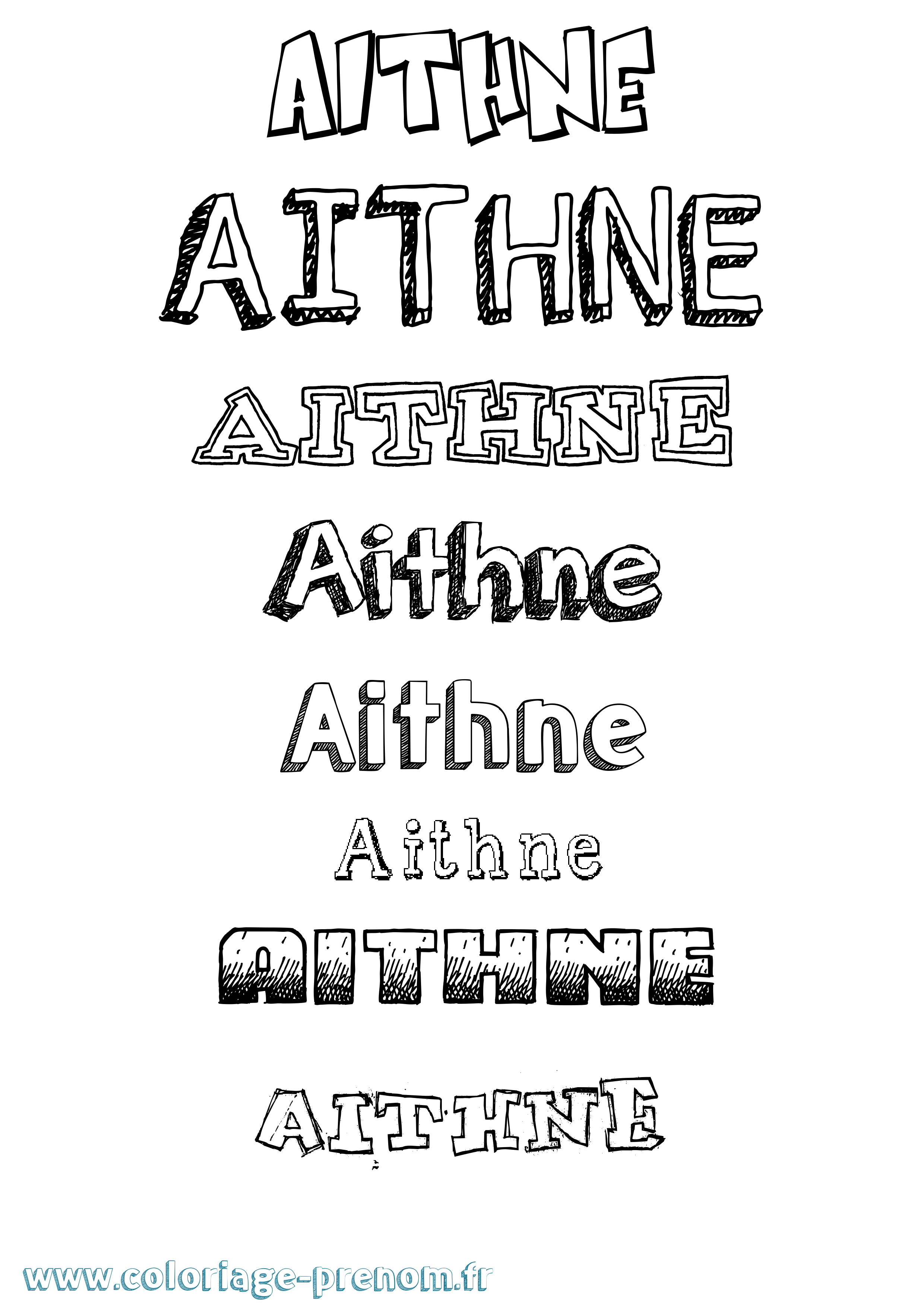 Coloriage Aithne Dessiné Coloriage prénom Aithne Dessiné