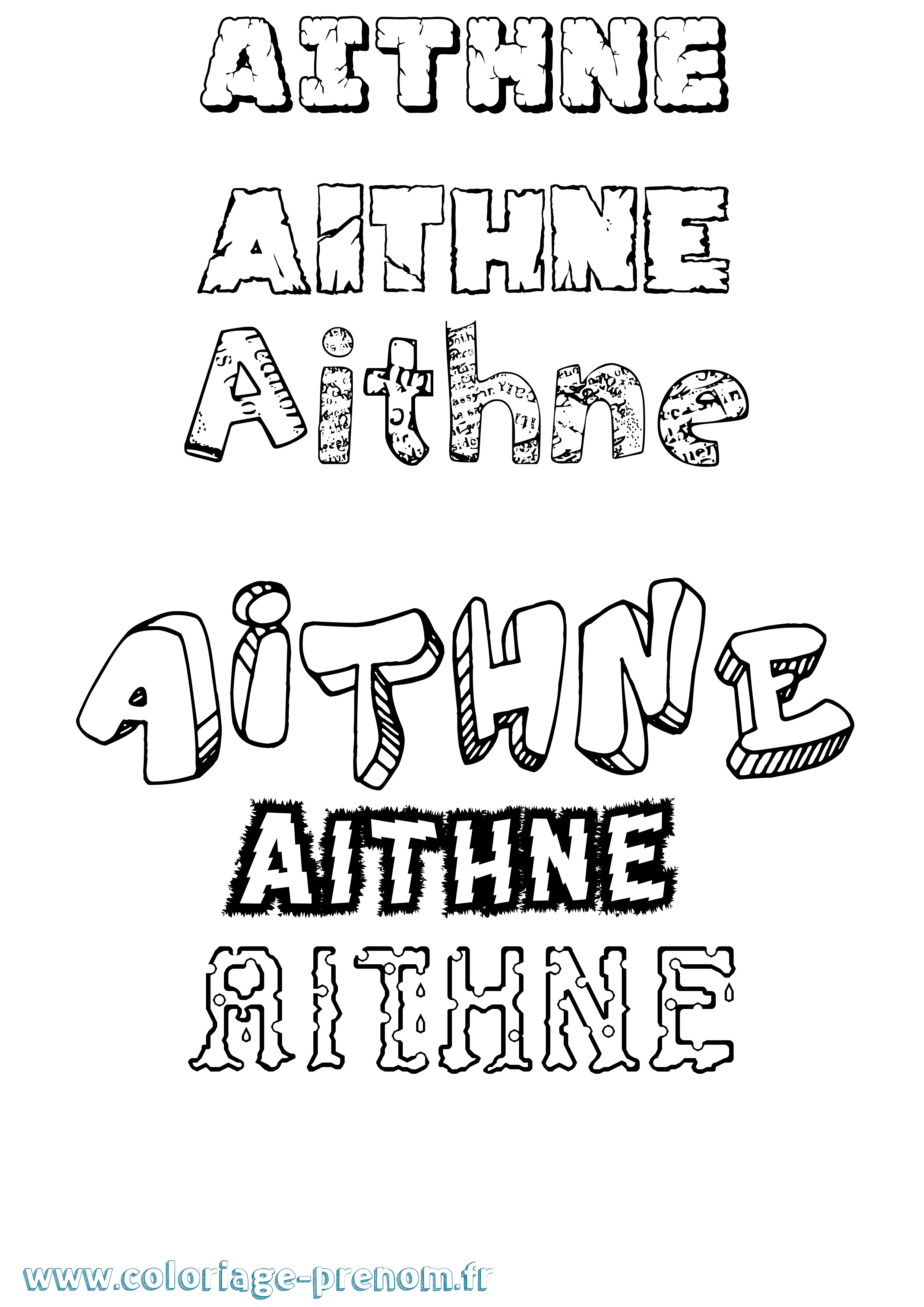 Coloriage Aithne Destructuré Coloriage prénom Aithne Destructuré