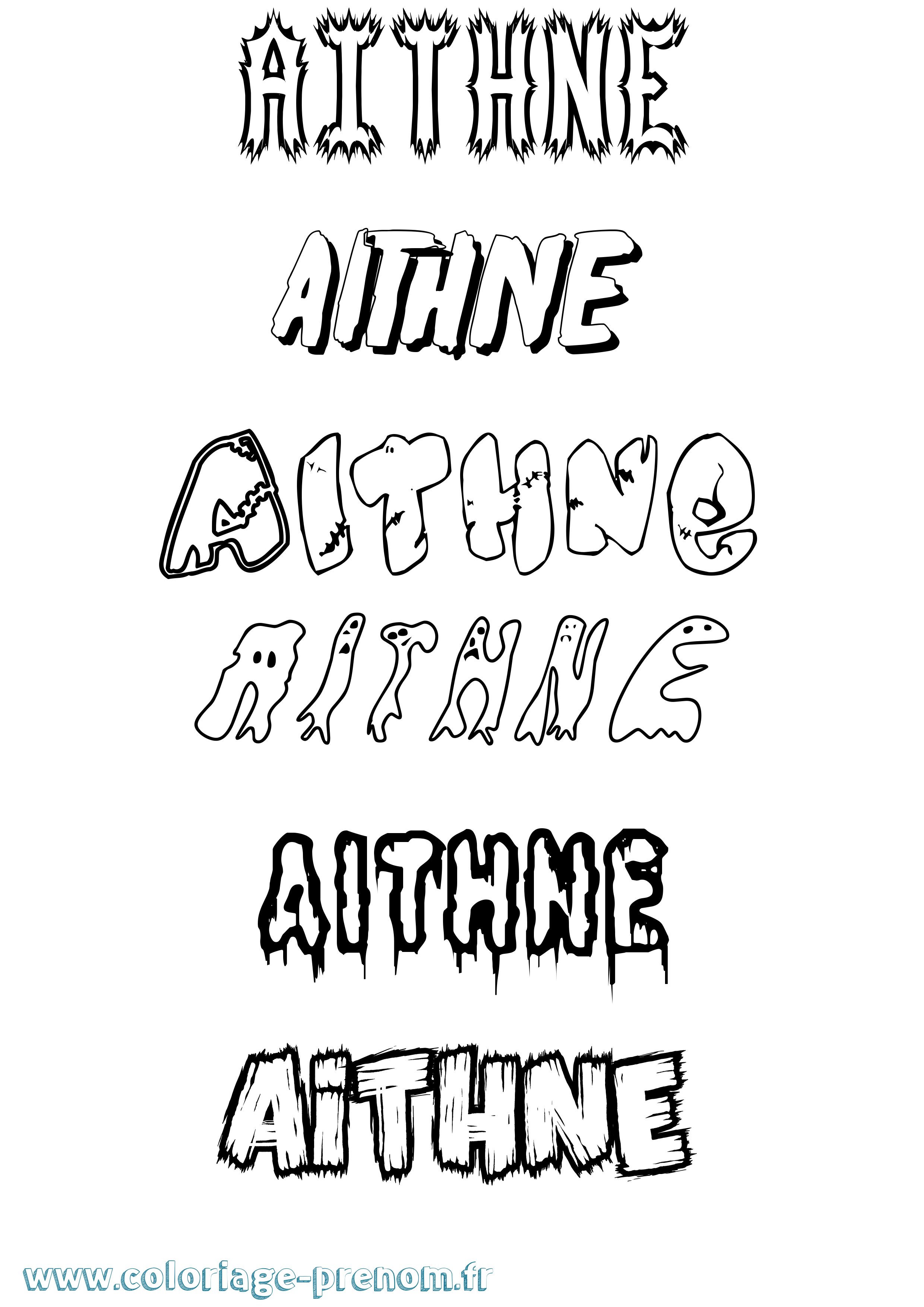 Coloriage Aithne Frisson Coloriage prénom Aithne Frisson