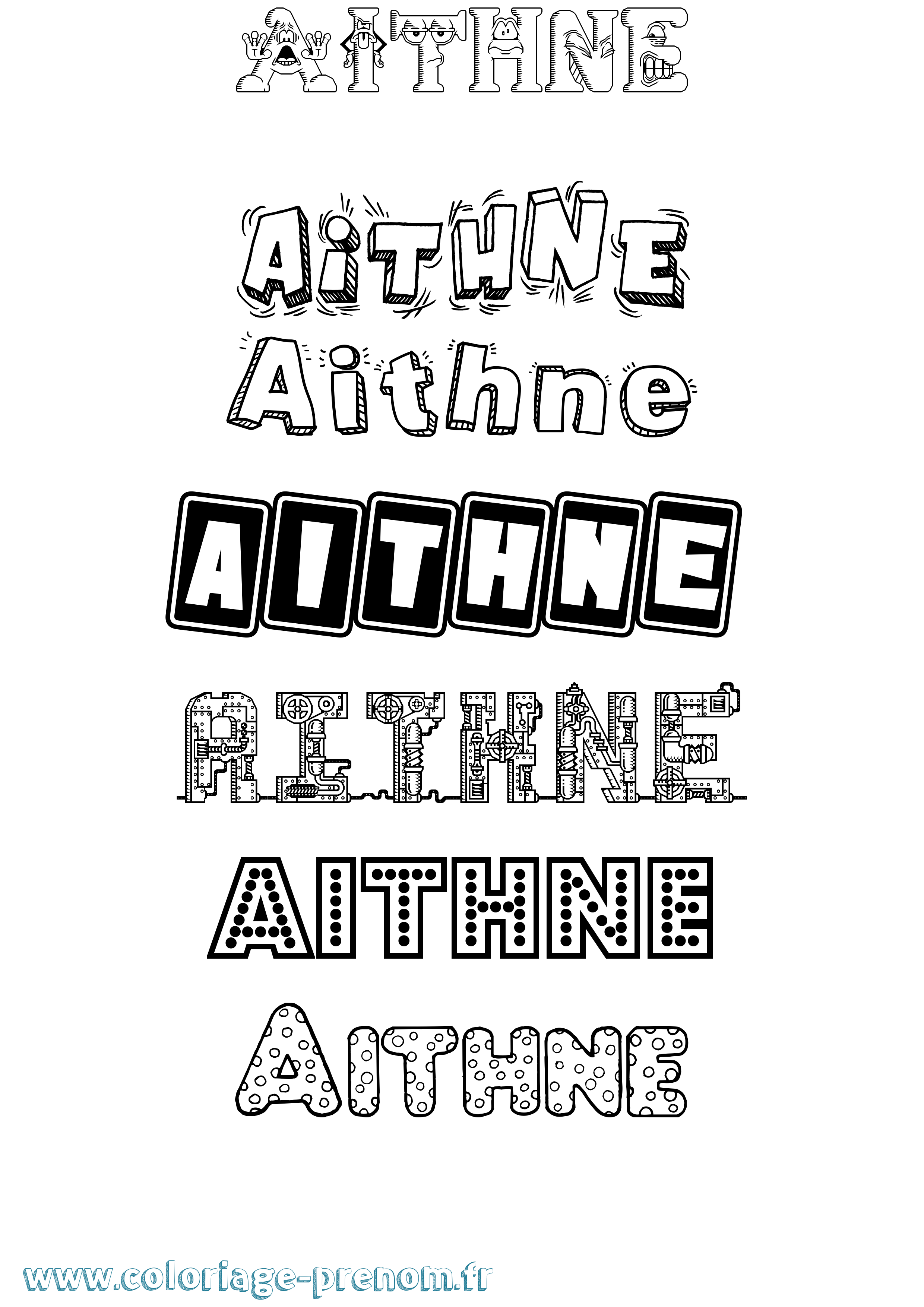 Coloriage Aithne Fun Coloriage prénom Aithne Fun
