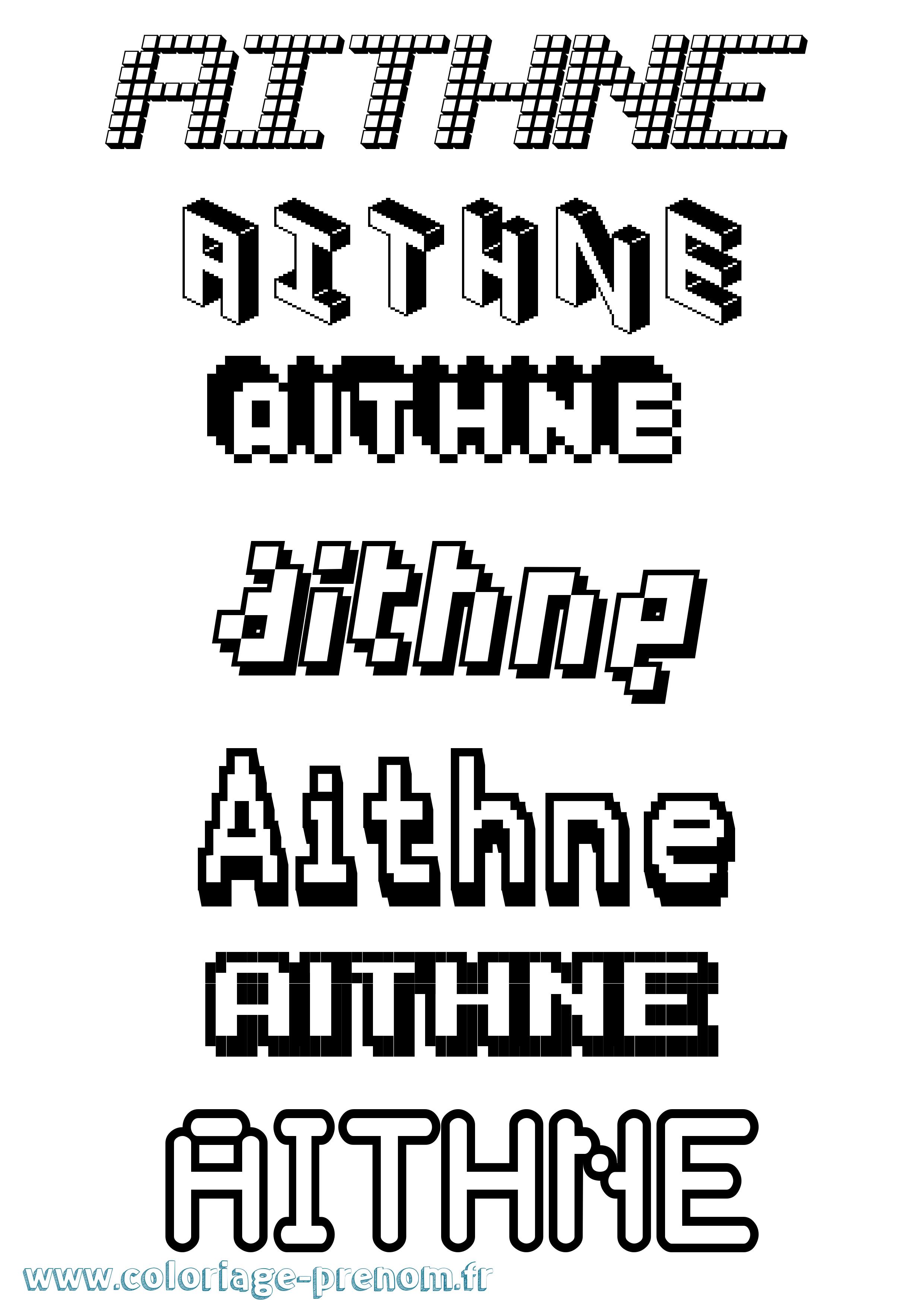 Coloriage prénom Aithne Pixel