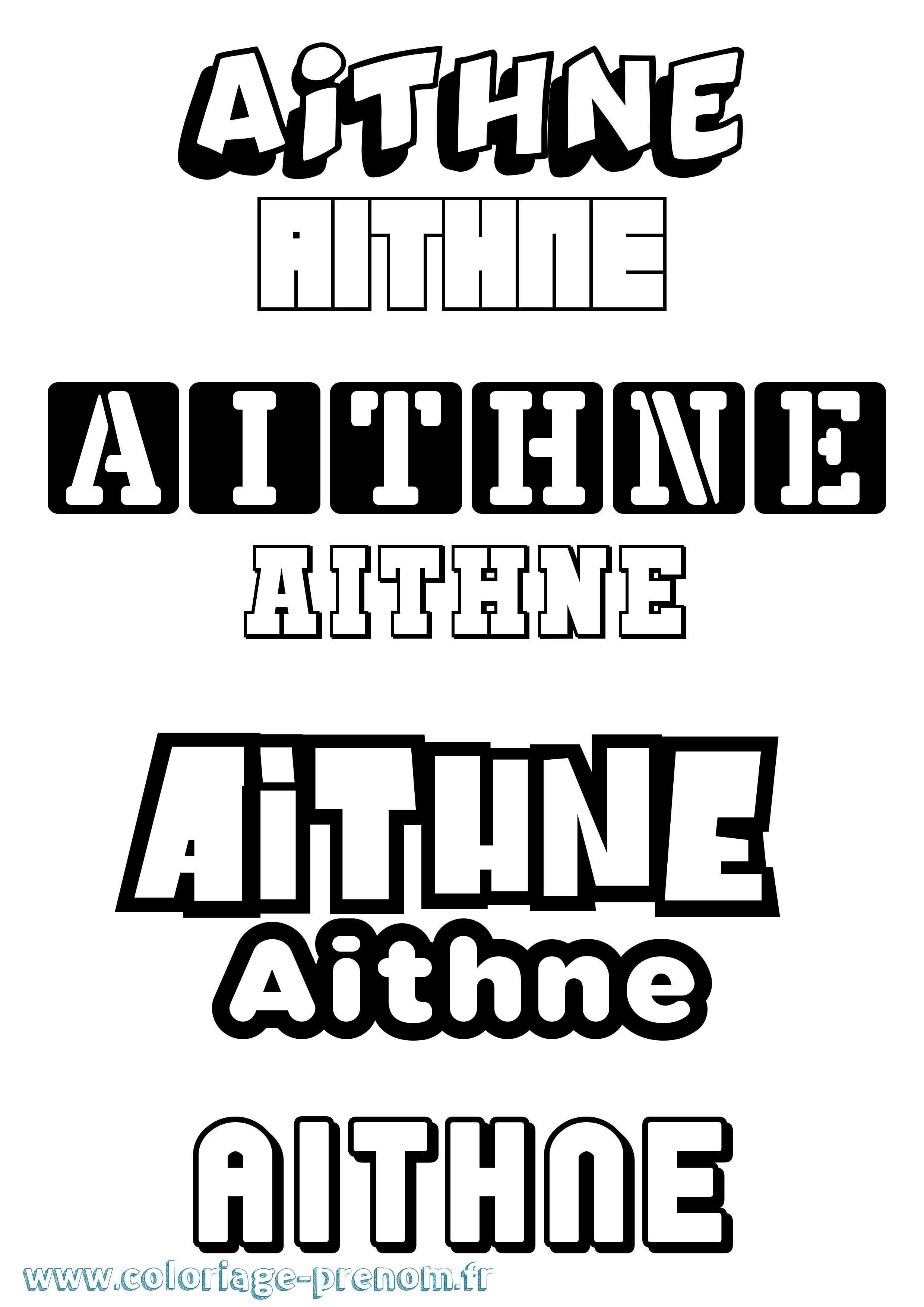 Coloriage prénom Aithne Simple
