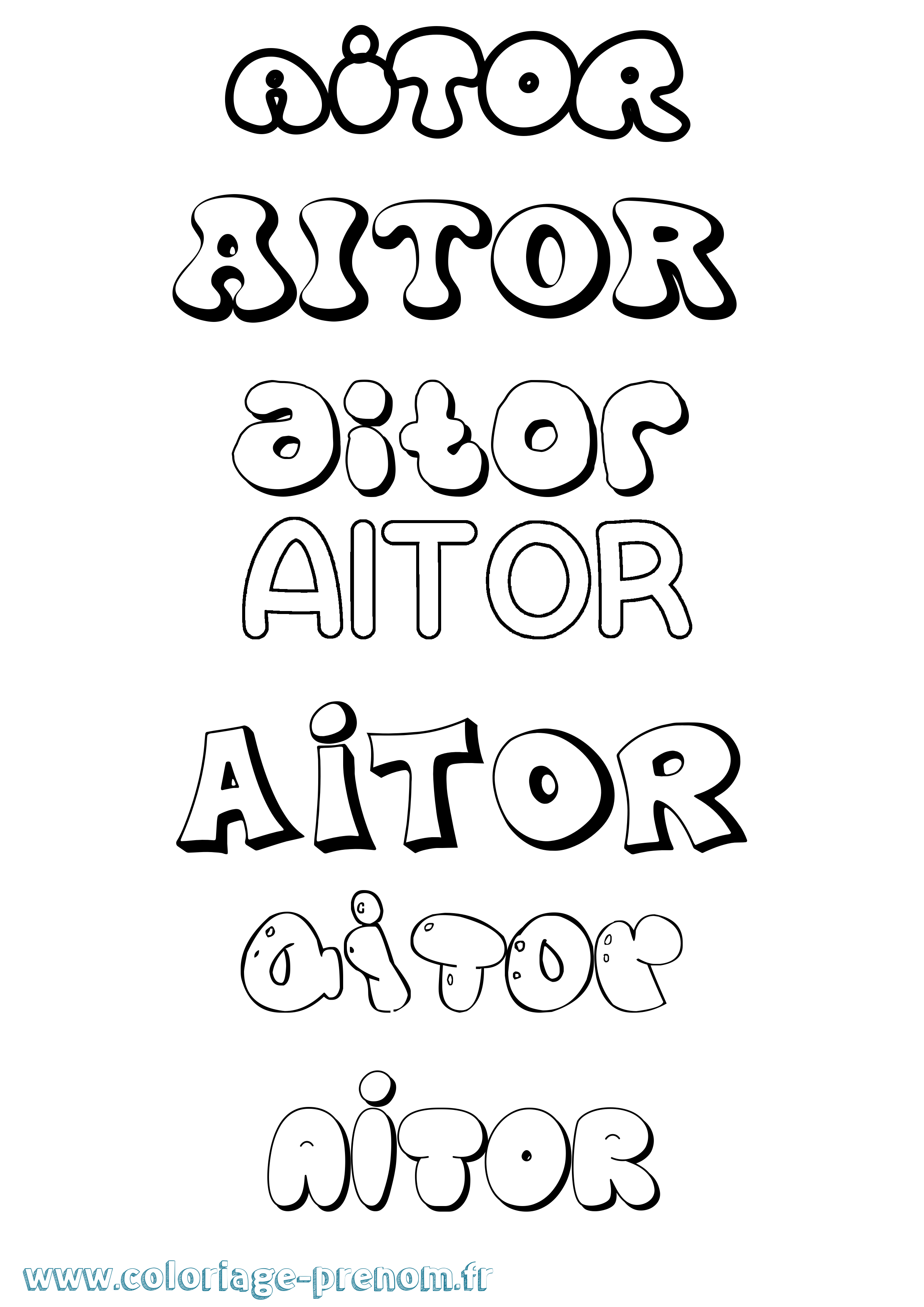 Coloriage Aitor Bubble Coloriage prénom Aitor Bubble