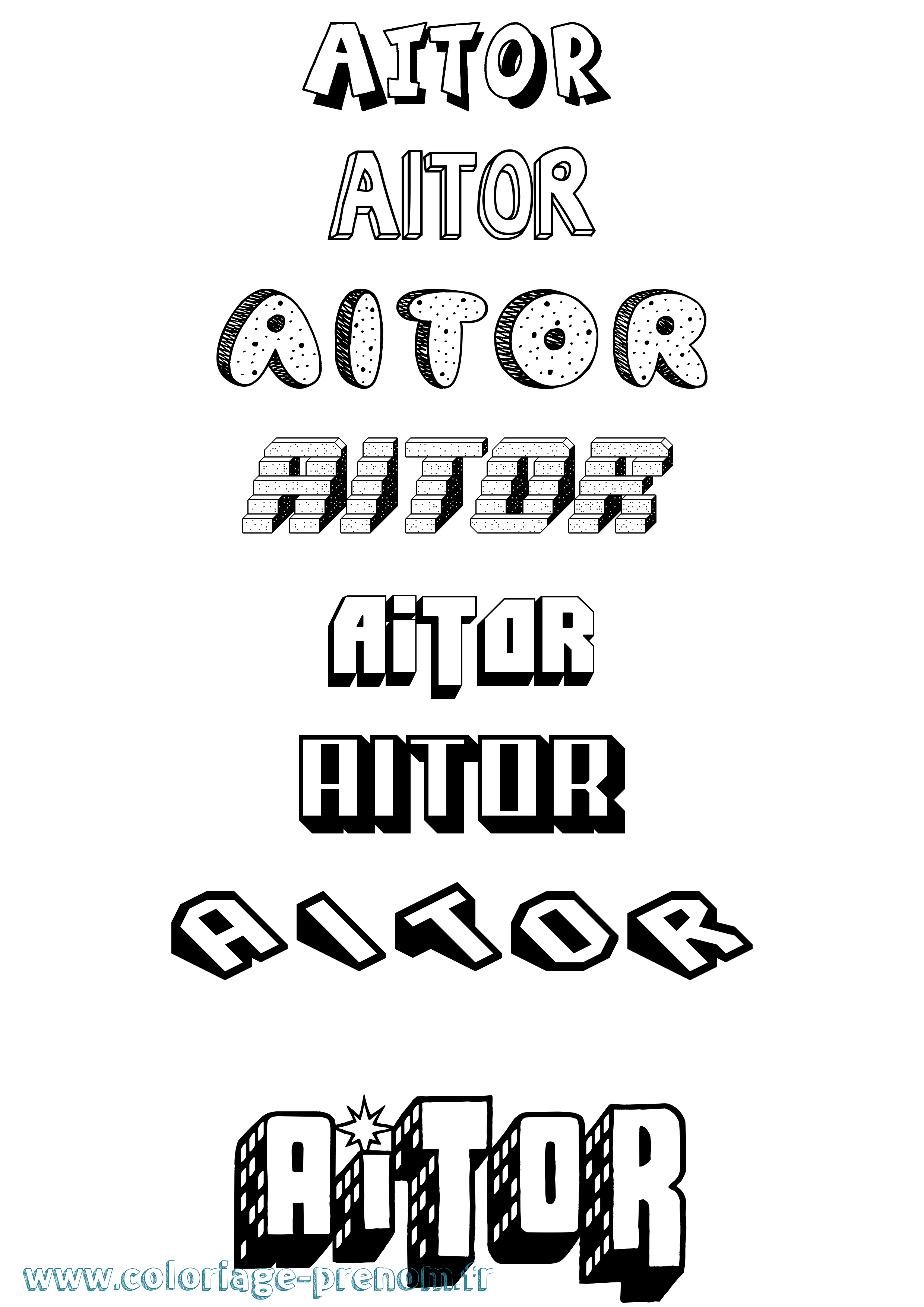 Coloriage Aitor Effet 3D Coloriage prénom Aitor Effet 3D