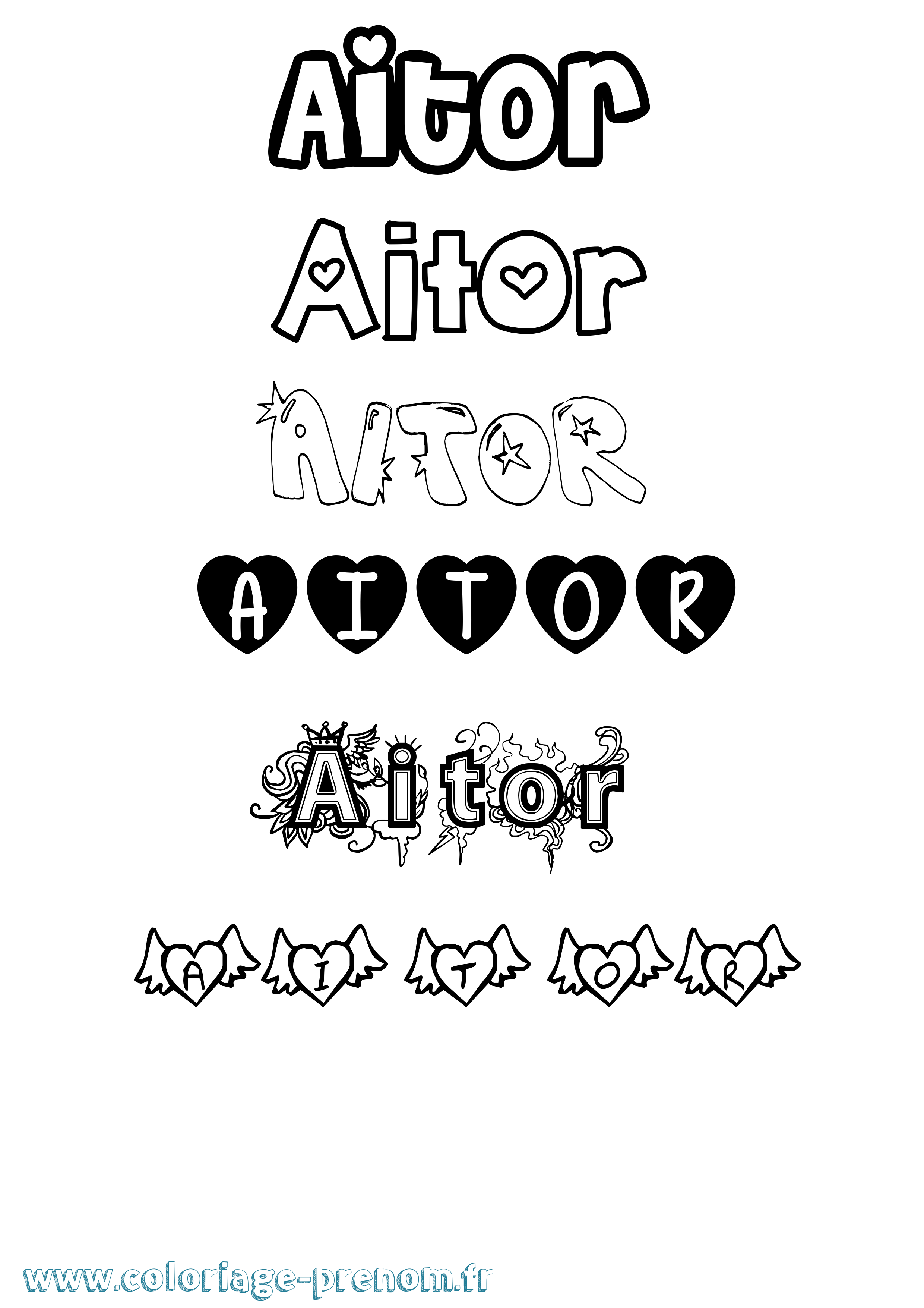 Coloriage Aitor Girly Coloriage prénom Aitor Girly