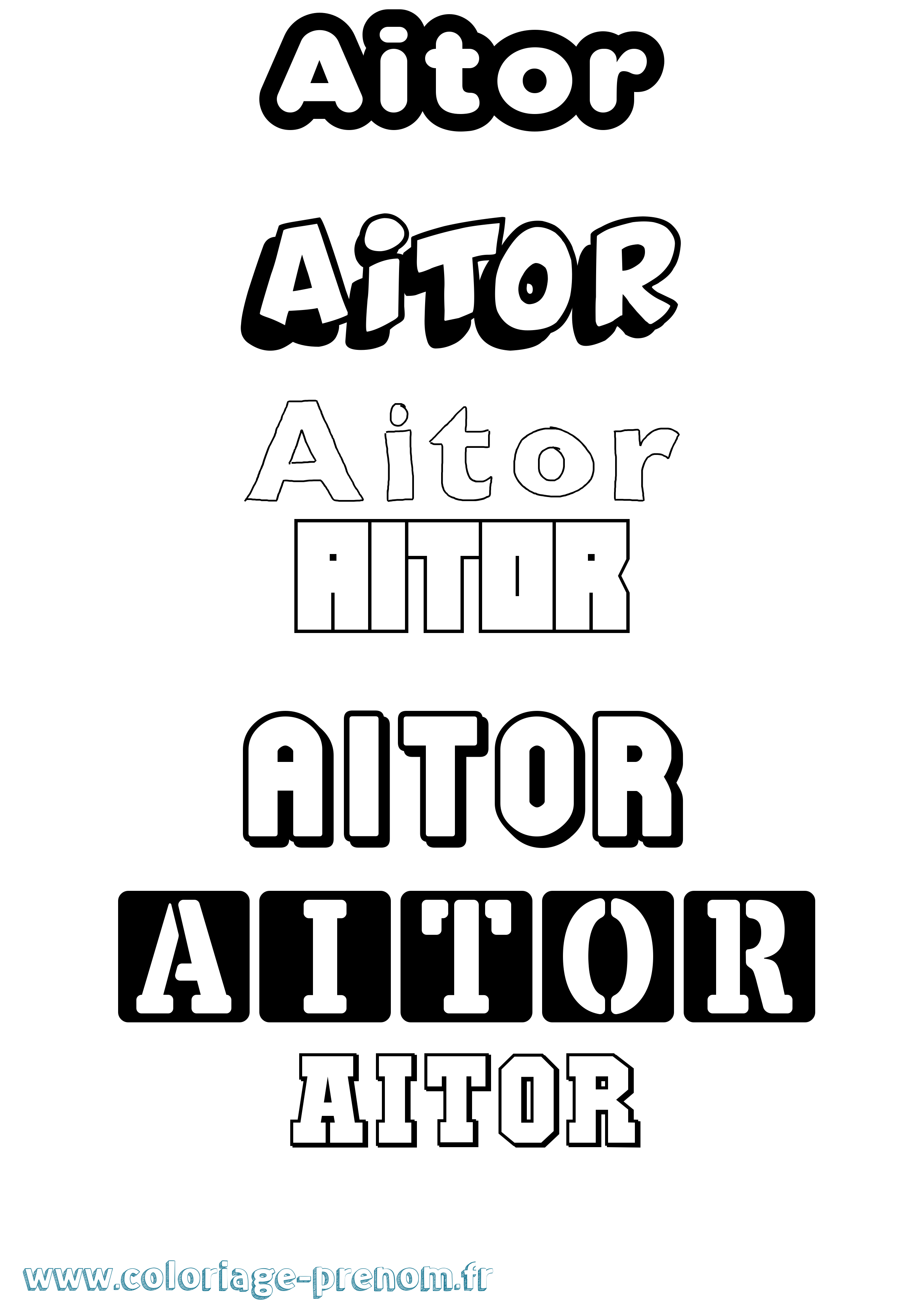 Coloriage Aitor Simple Coloriage prénom Aitor Simple