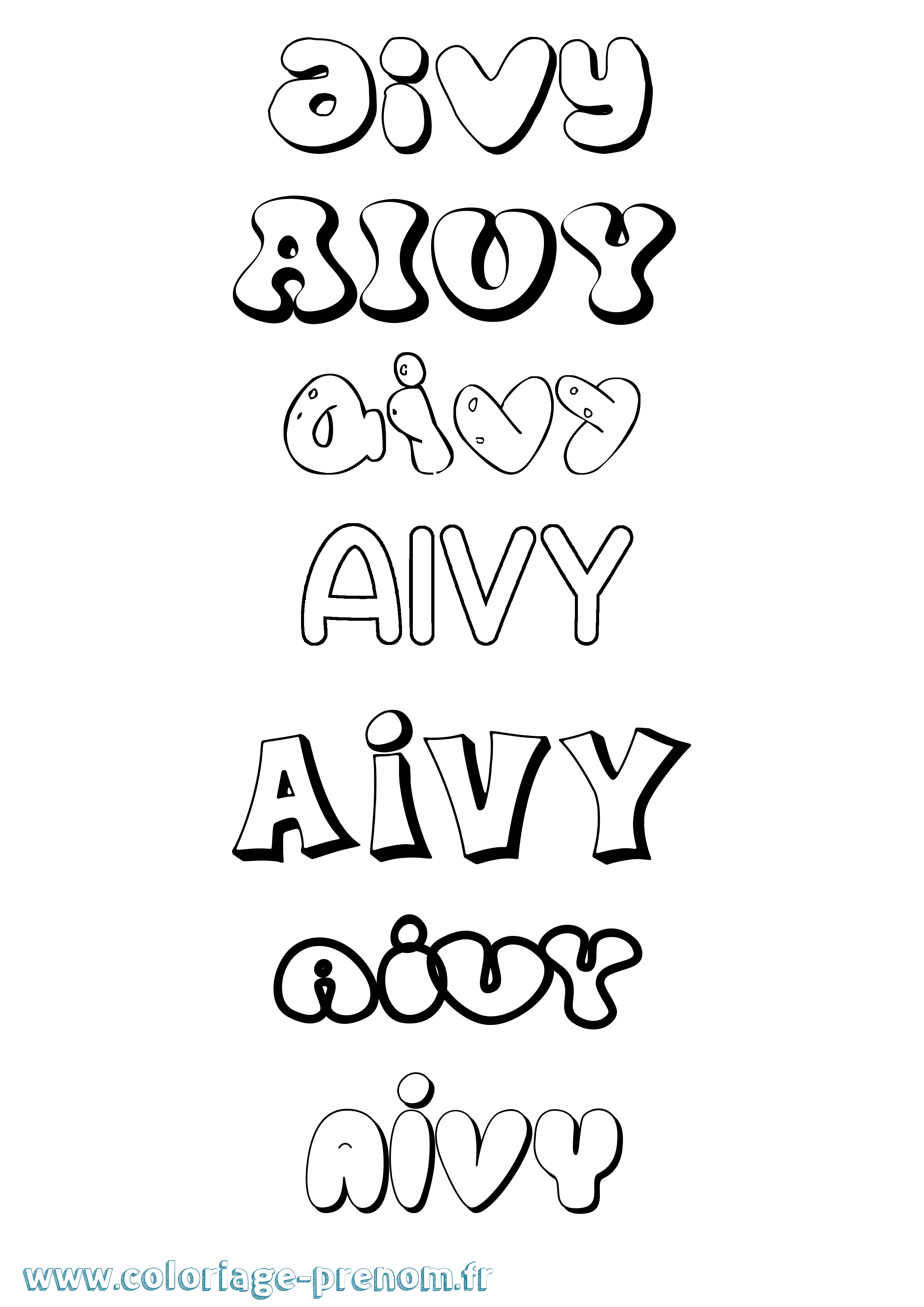 Coloriage prénom Aivy Bubble
