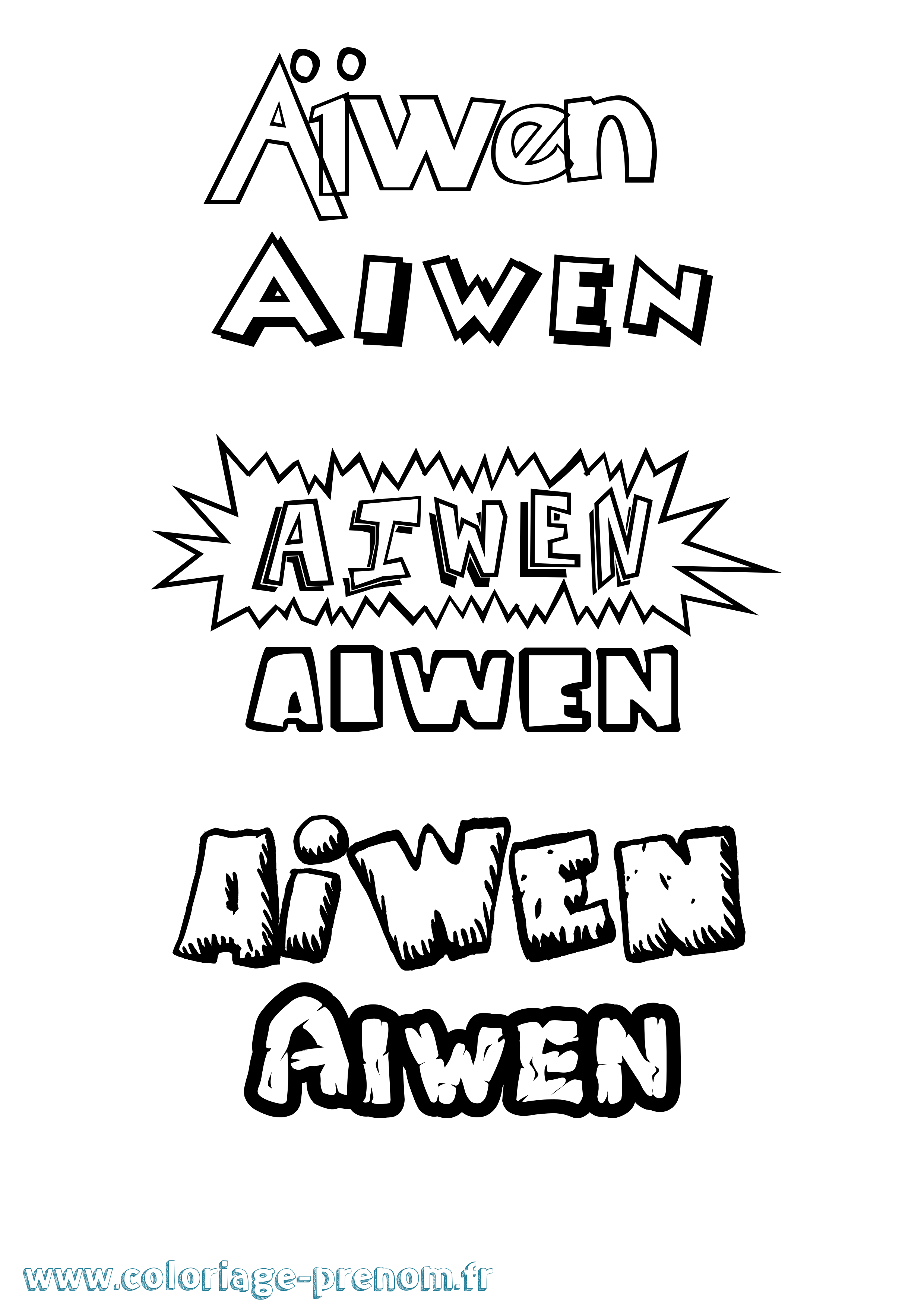 Coloriage prénom Aïwen Dessin Animé