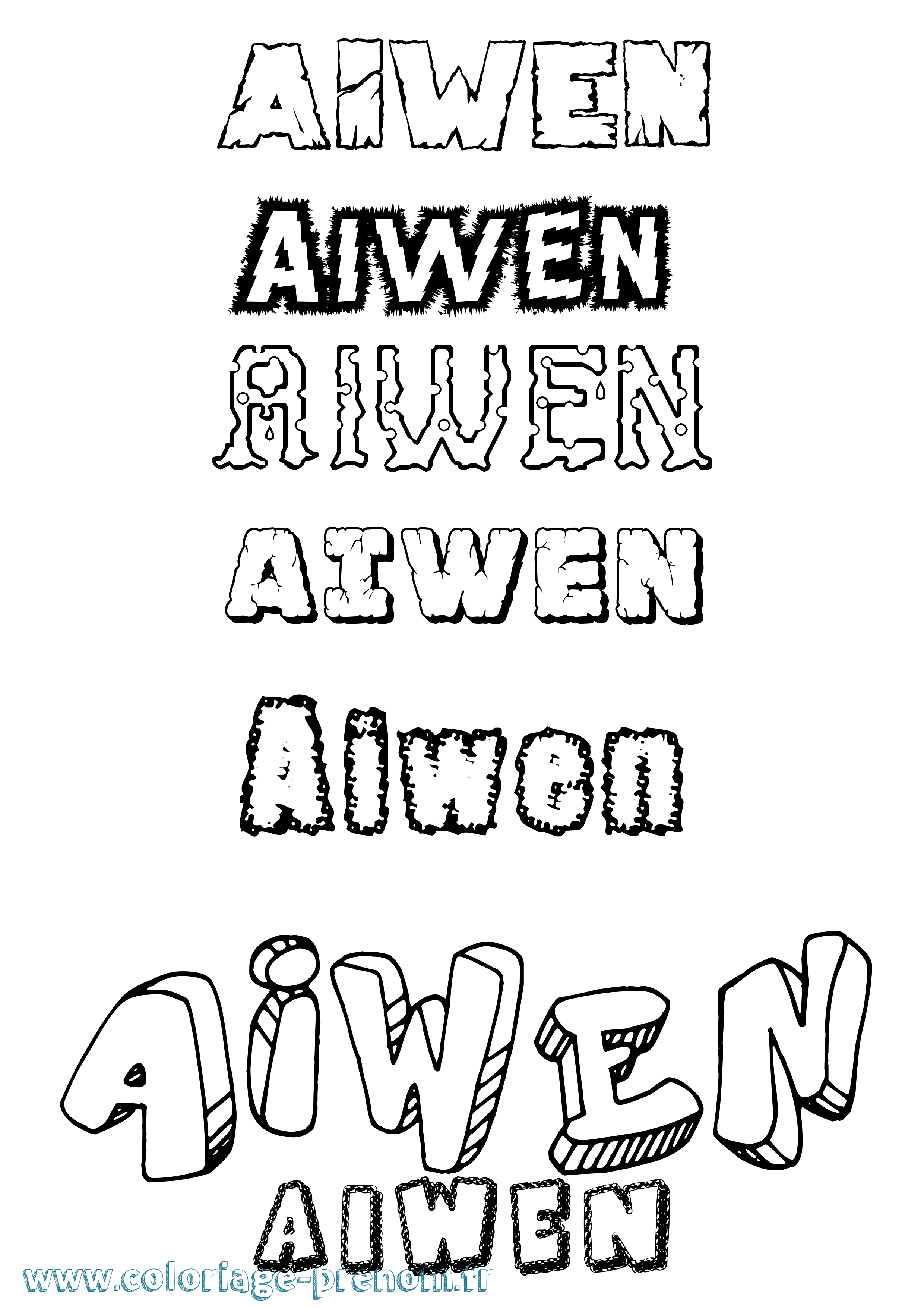 Coloriage prénom Aïwen Destructuré