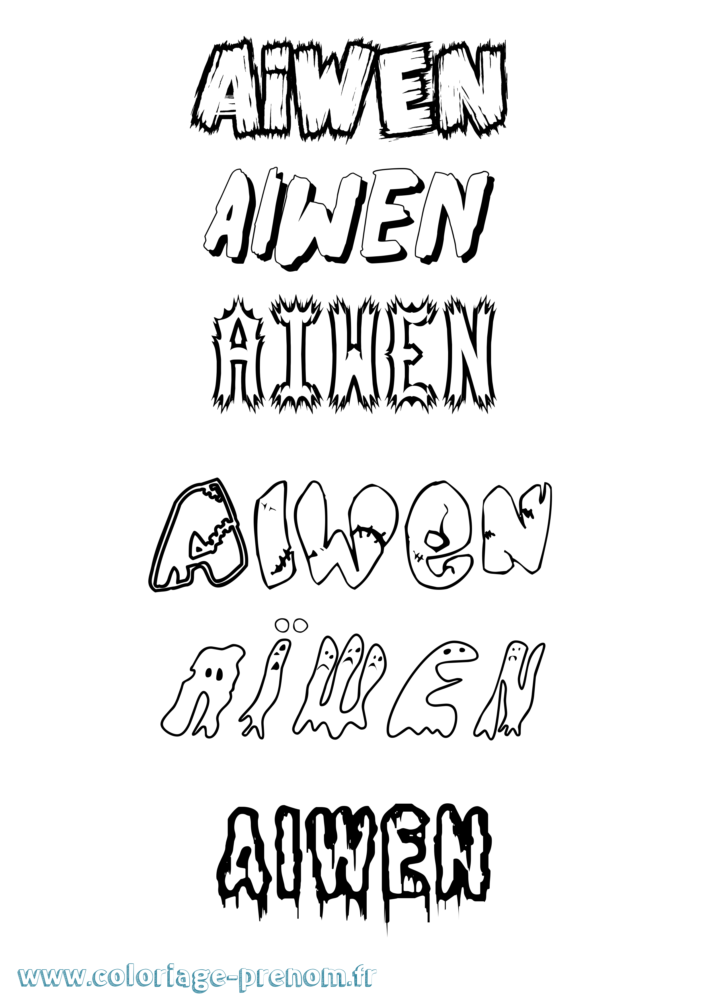 Coloriage prénom Aïwen Frisson