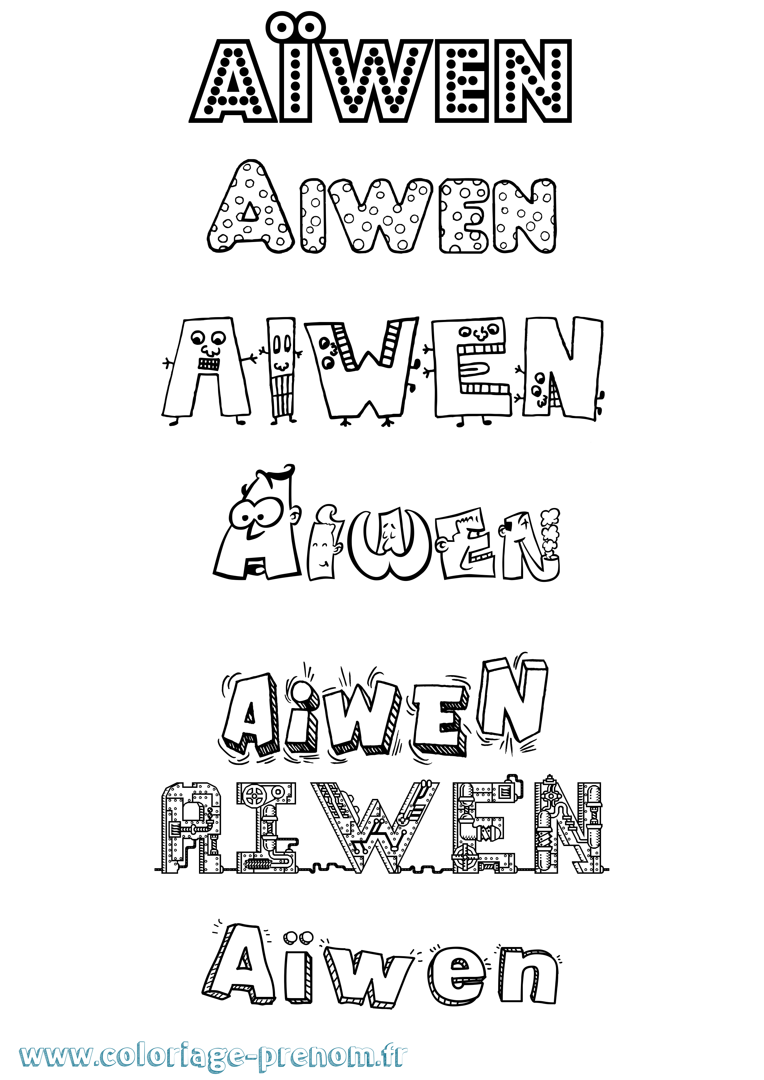 Coloriage prénom Aïwen Fun